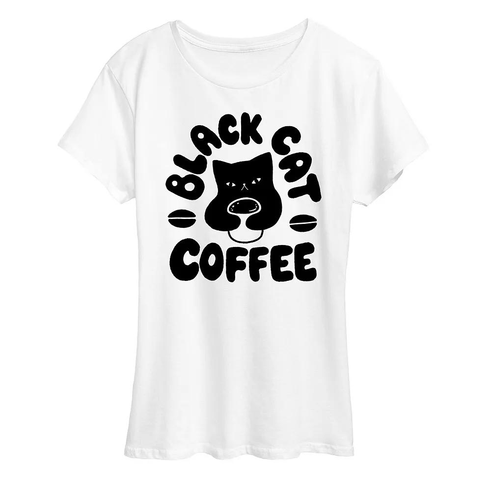 Women's Black Cat Coffee Graphic Tee, Girl's,  Product Image