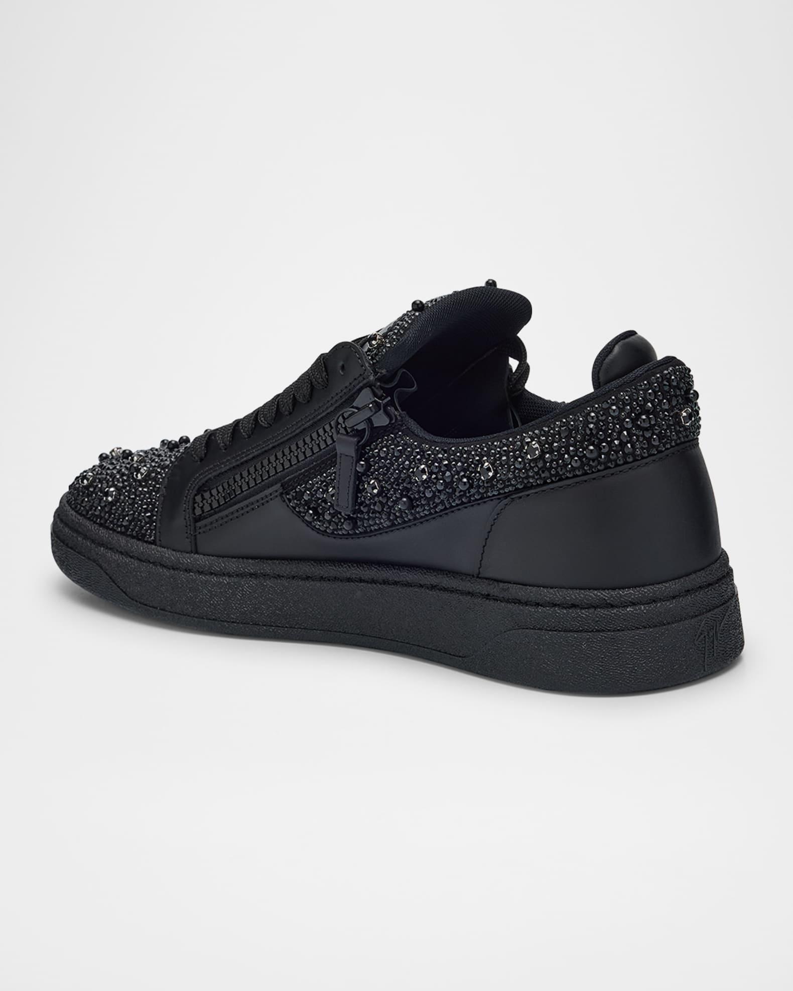 Men's Alicante Leather and Crystal Low-Top Sneakers Product Image