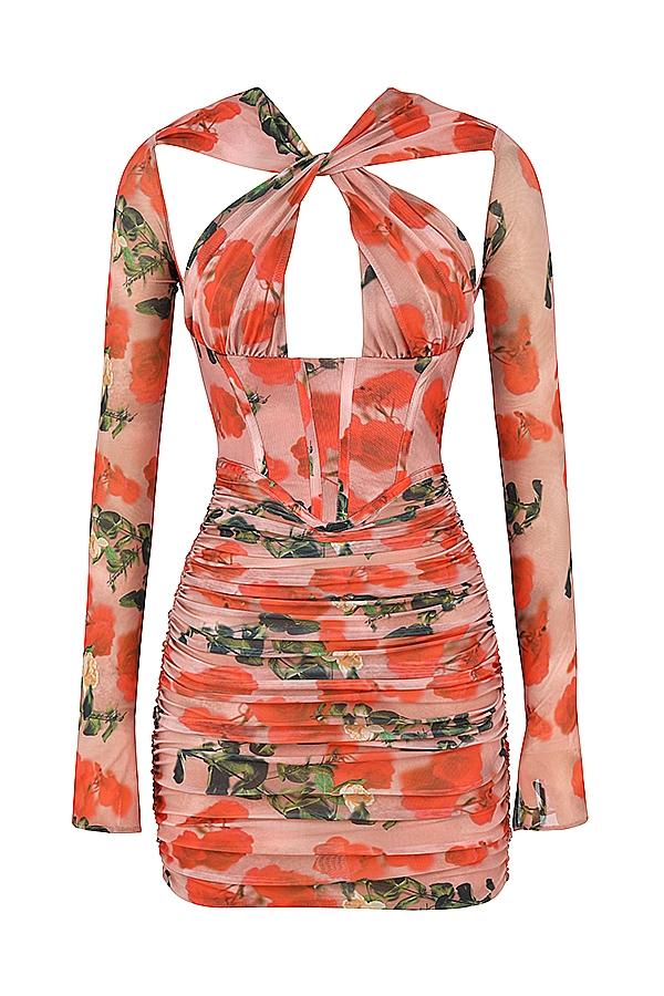 Adanna  rose print corset mini dress Product Image