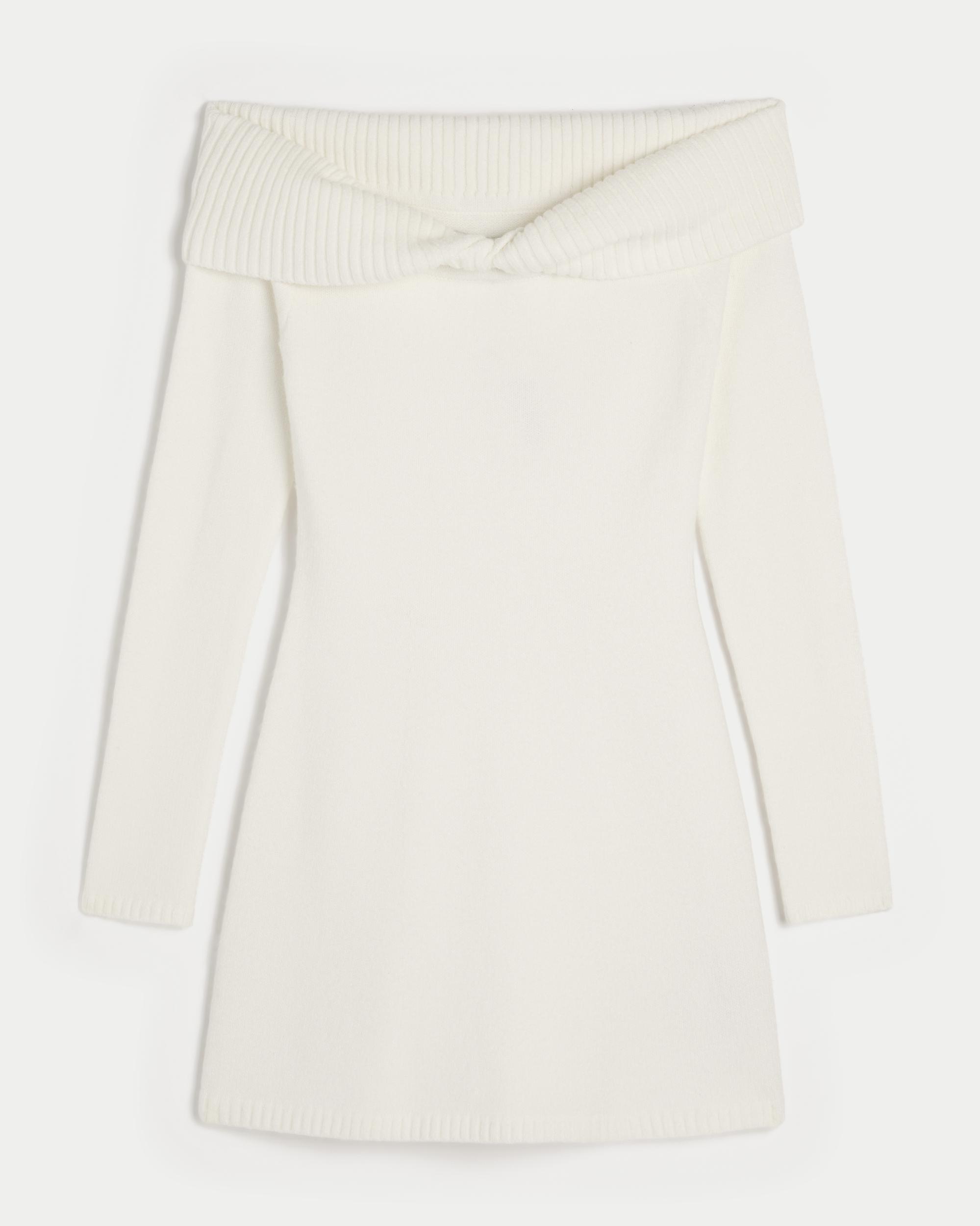 Off-the-Shoulder Twist Bust Sweater Dress Product Image