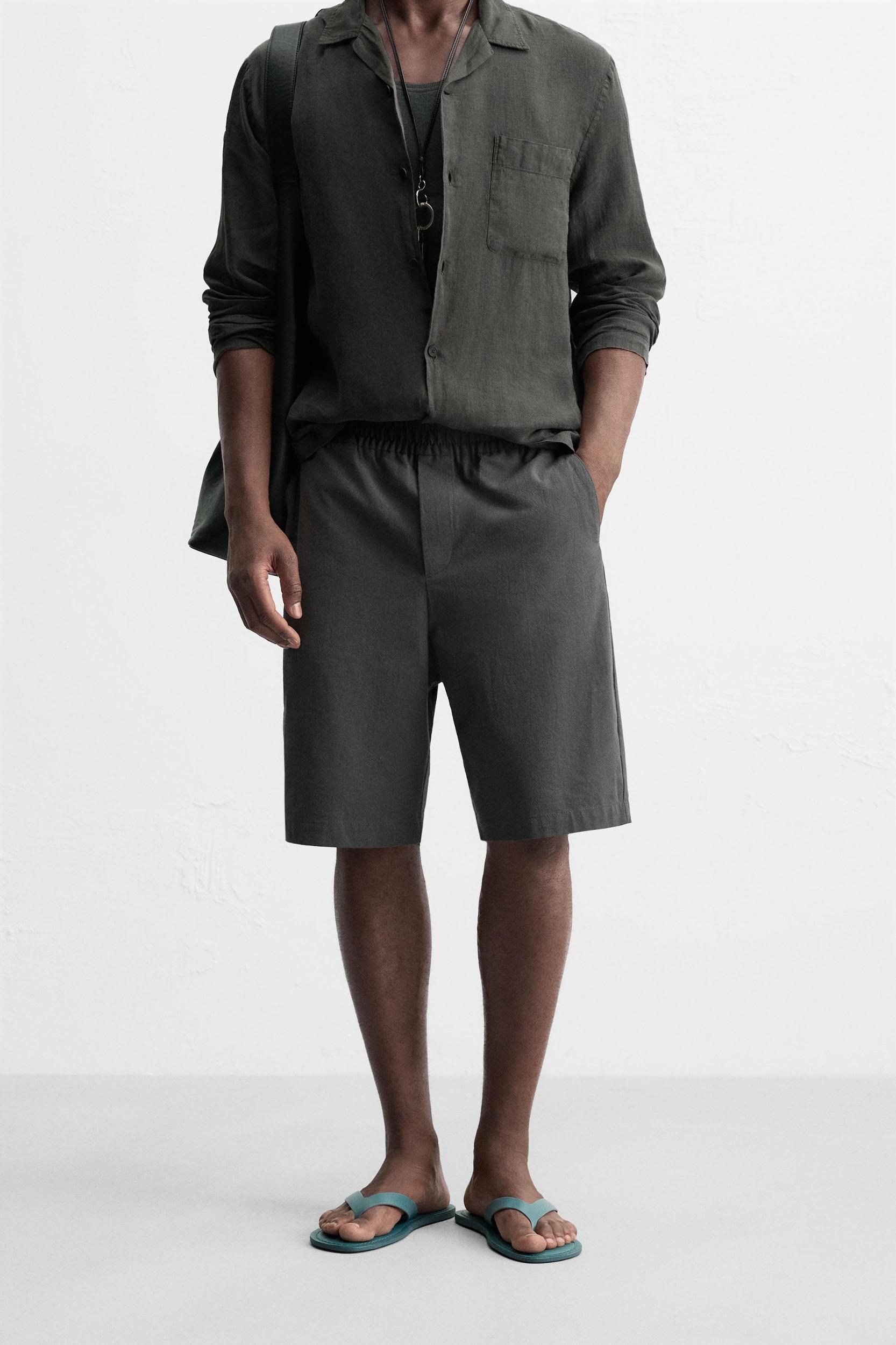 RELAXED FIT COTTON BERMUDA SHORTS Product Image