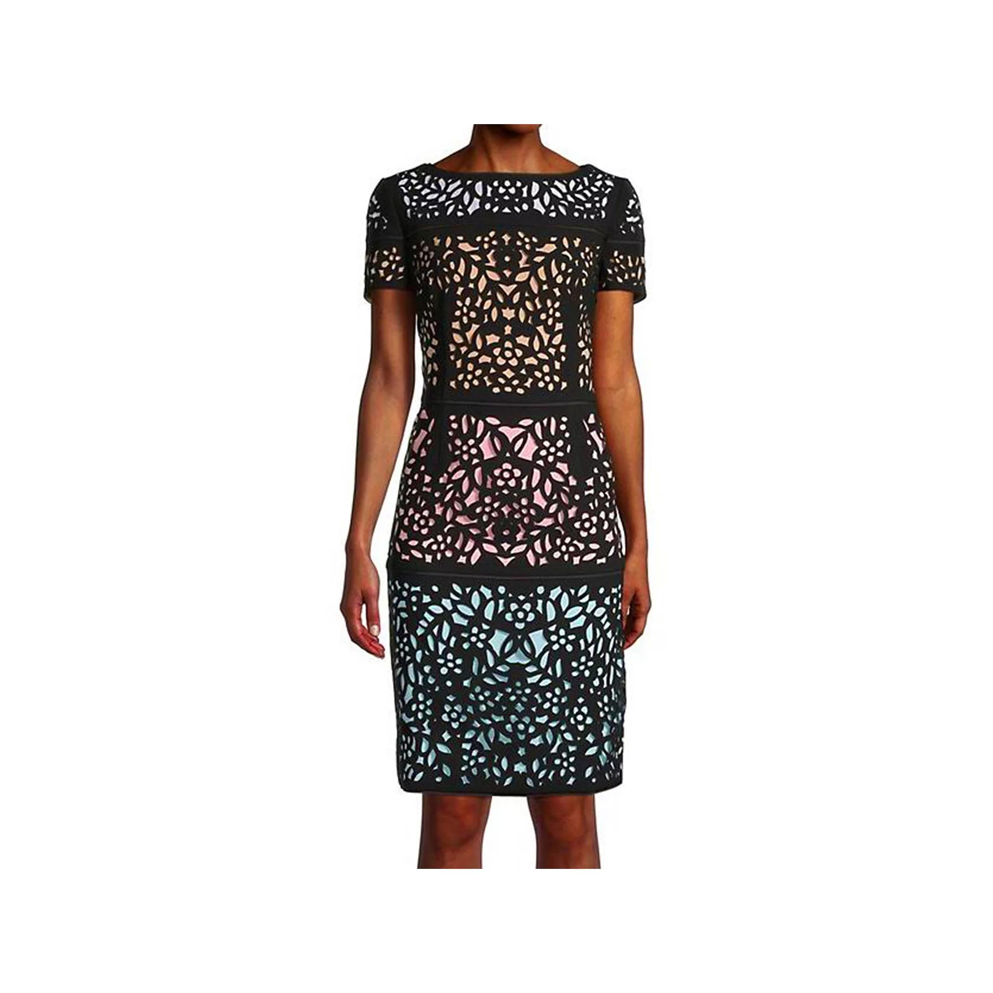 Women's Focus By Shani Ombre Laser Cutting Dress, Size: 4, Black Nude Product Image