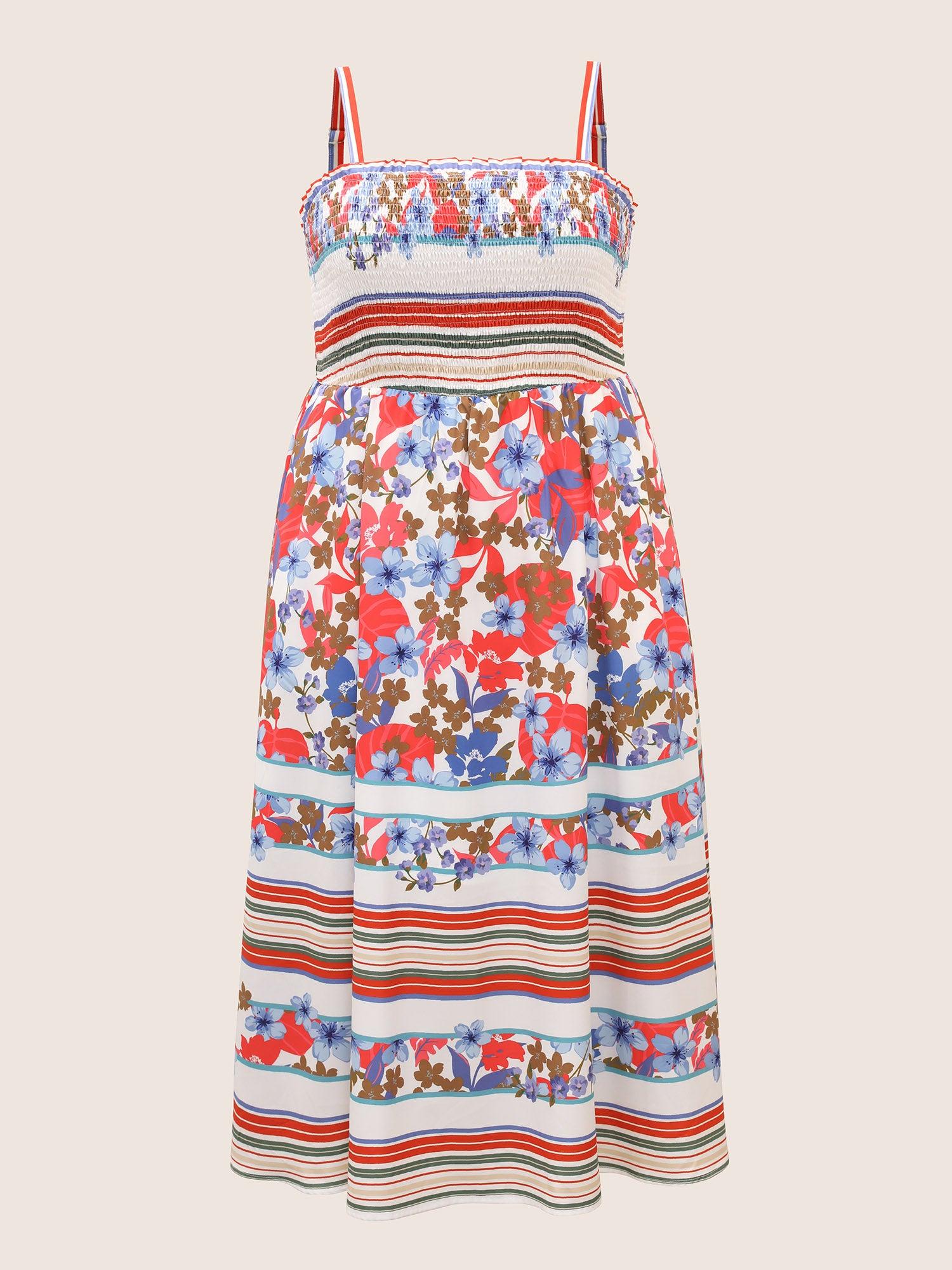 Floral Print Shirred Cami Midi Dress Female Product Image