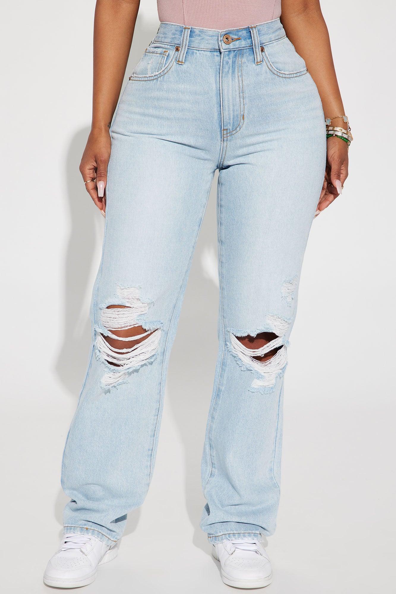 Only One Non Stretch Ripped Straight Leg Jean - Light Wash Product Image