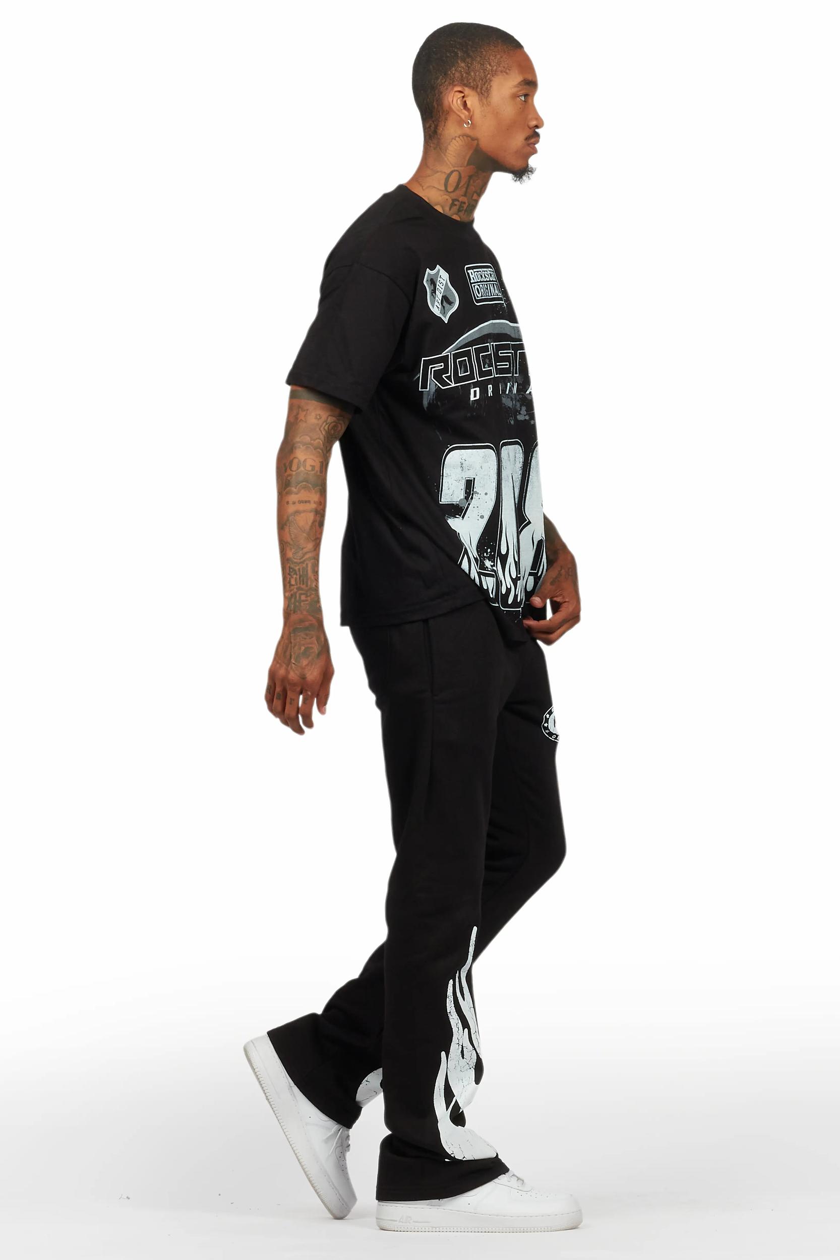 Amos Black/White T-Shirt/Stacked Flare Track Set Male Product Image