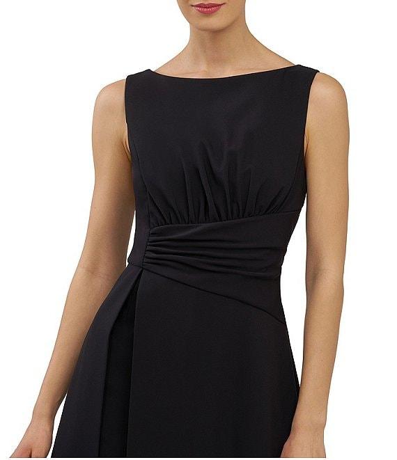 Kay Unger Palmer Walk Thru Sleeveless Crepe Boat Neck Pleat Detail Asymmetrical Waistband Jumpsuit Product Image