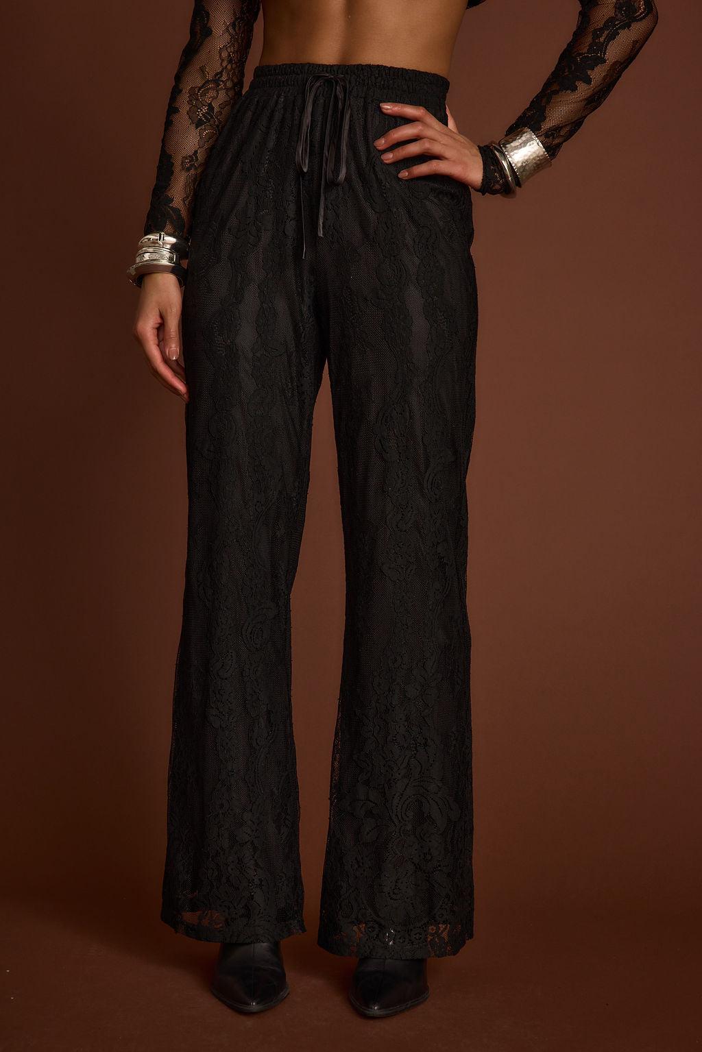 Ambrose Black Lace Pull On Pants Product Image