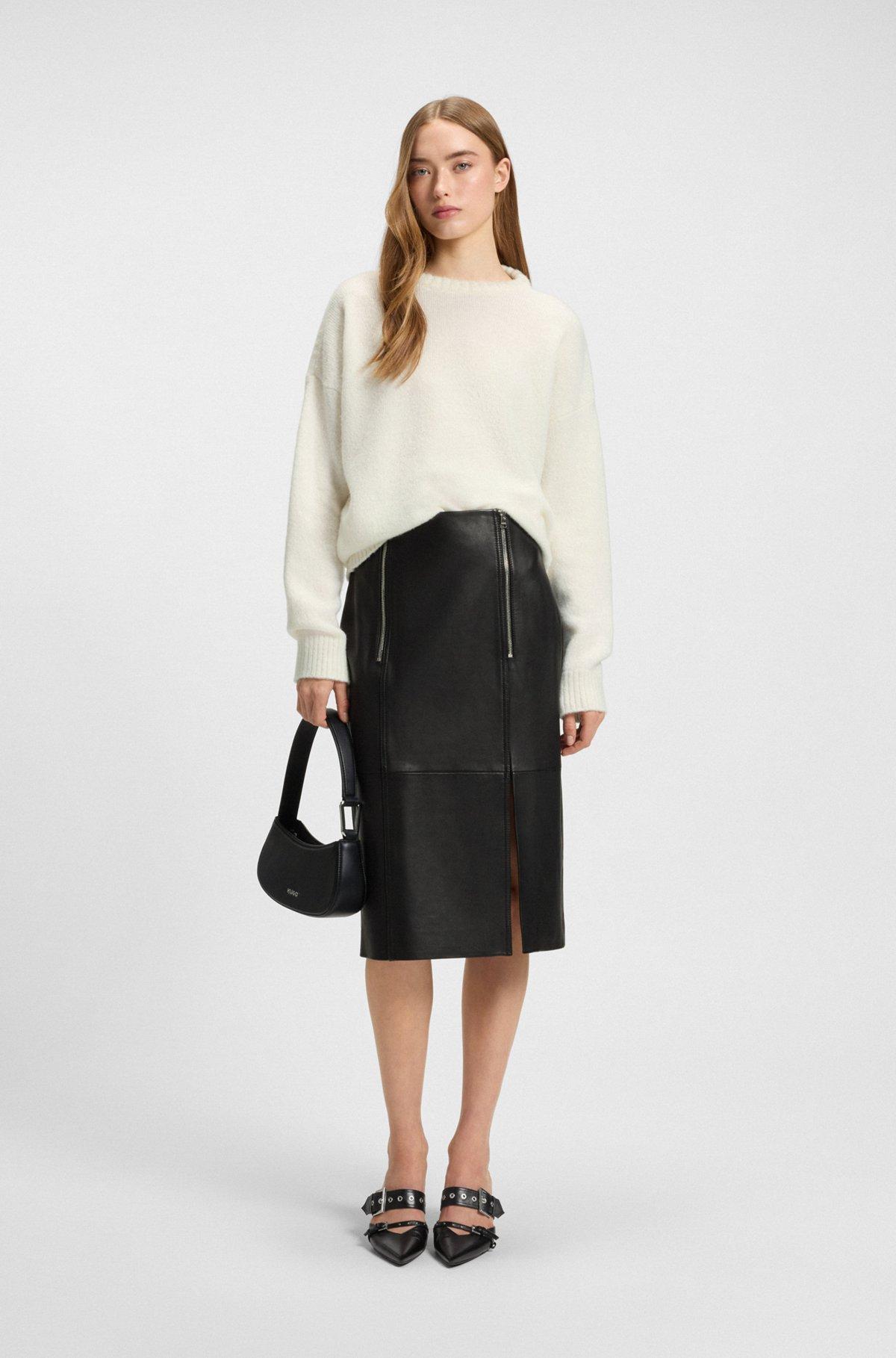 HUGO - Gallery Collection oversized-fit sweater in a wool blend - White Product Image