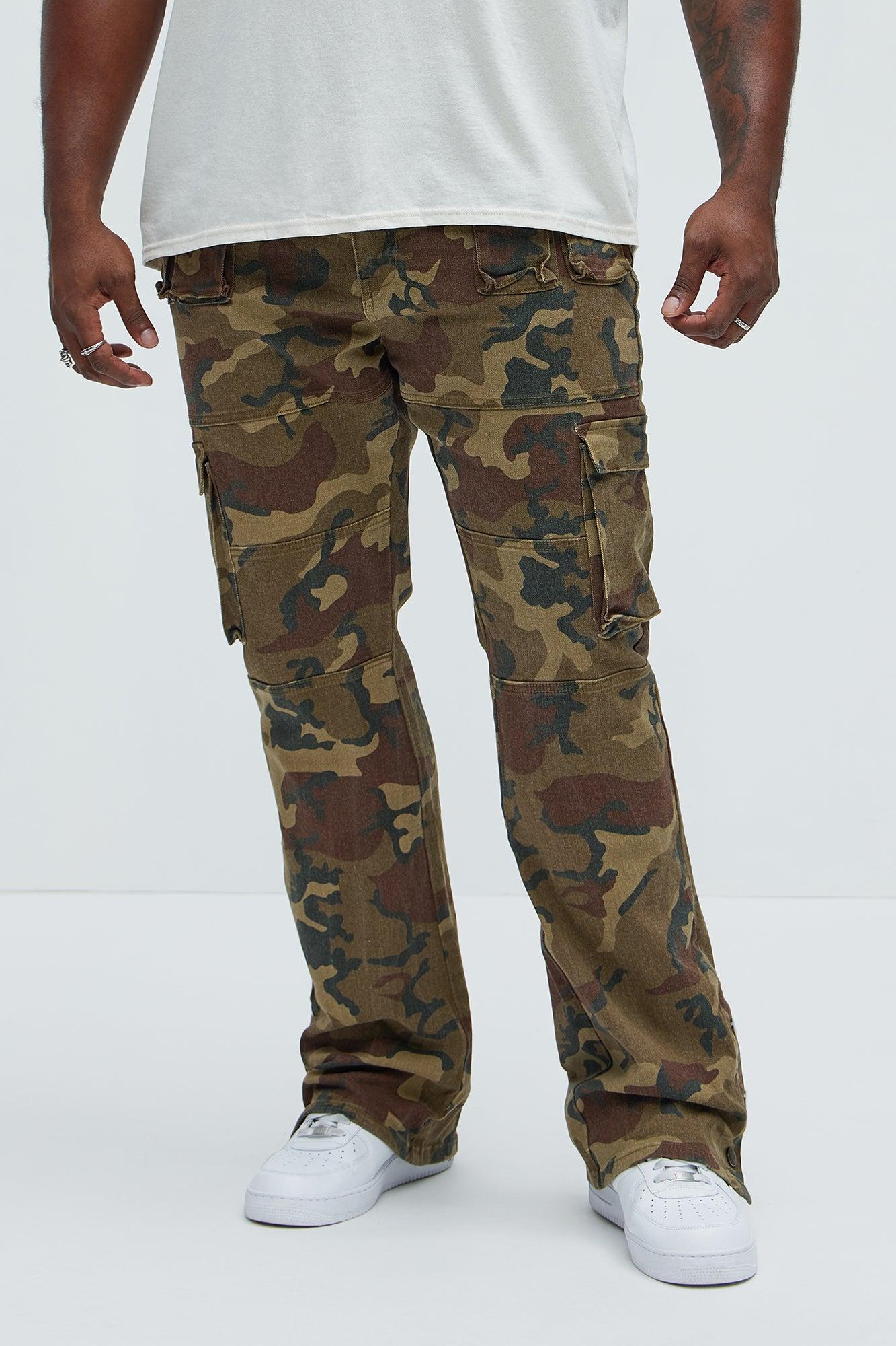 Snap At It Cargo Stacked Skinny Flare Pants - Camouflage Product Image