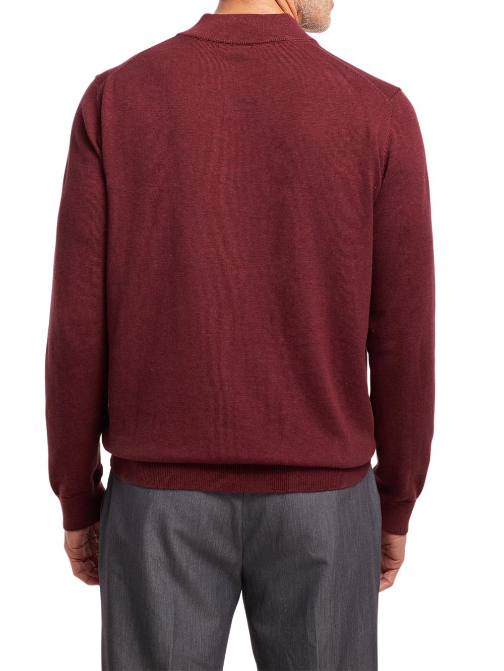 Supima Cotton Four Button Mock Neck Sweater - Burgundy Product Image