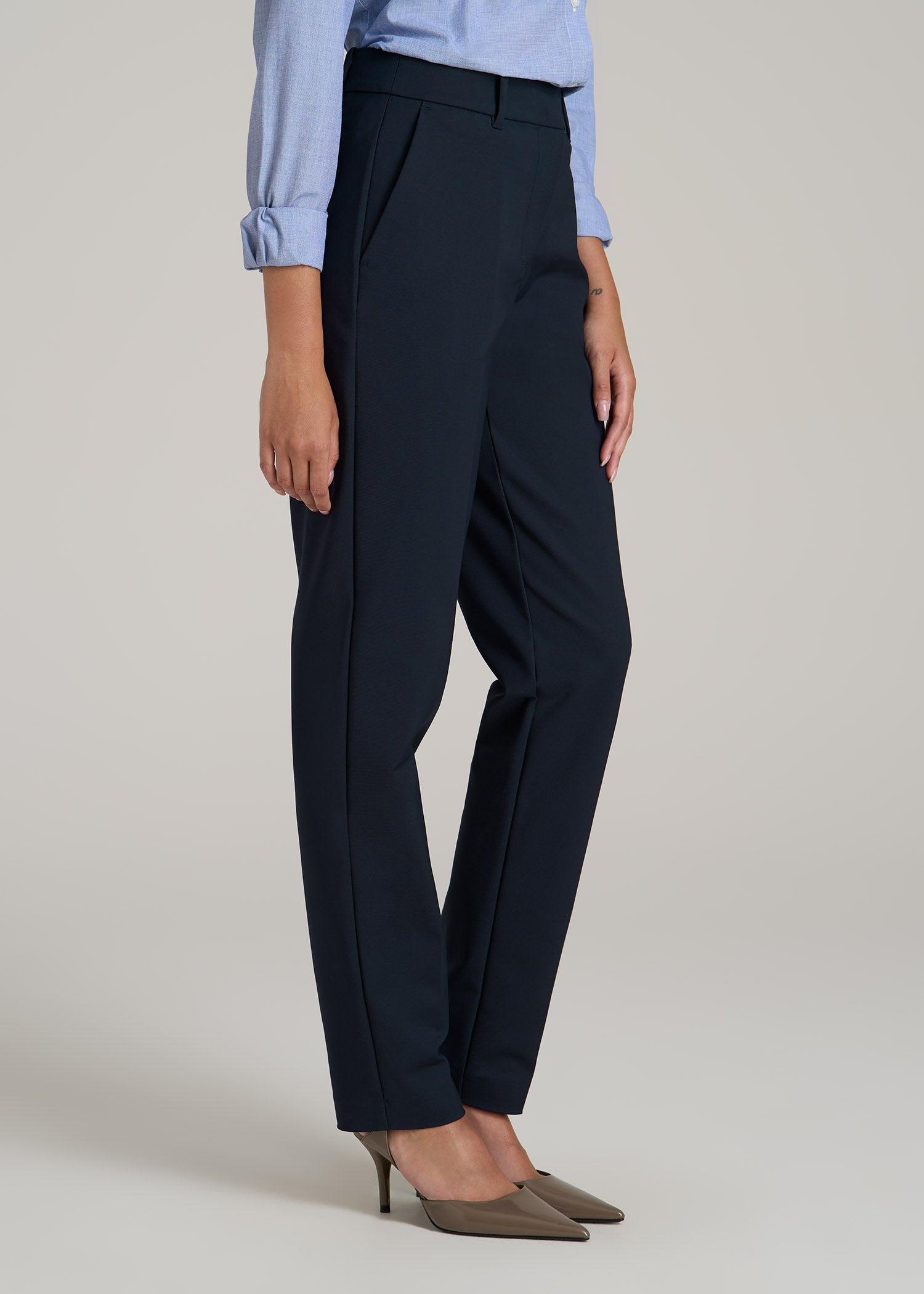 Flat Front Tapered Dress Pants for Tall Women in True Navy Female Product Image