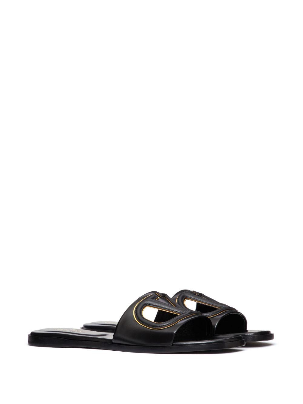 VLogo cut-out leather slides Product Image