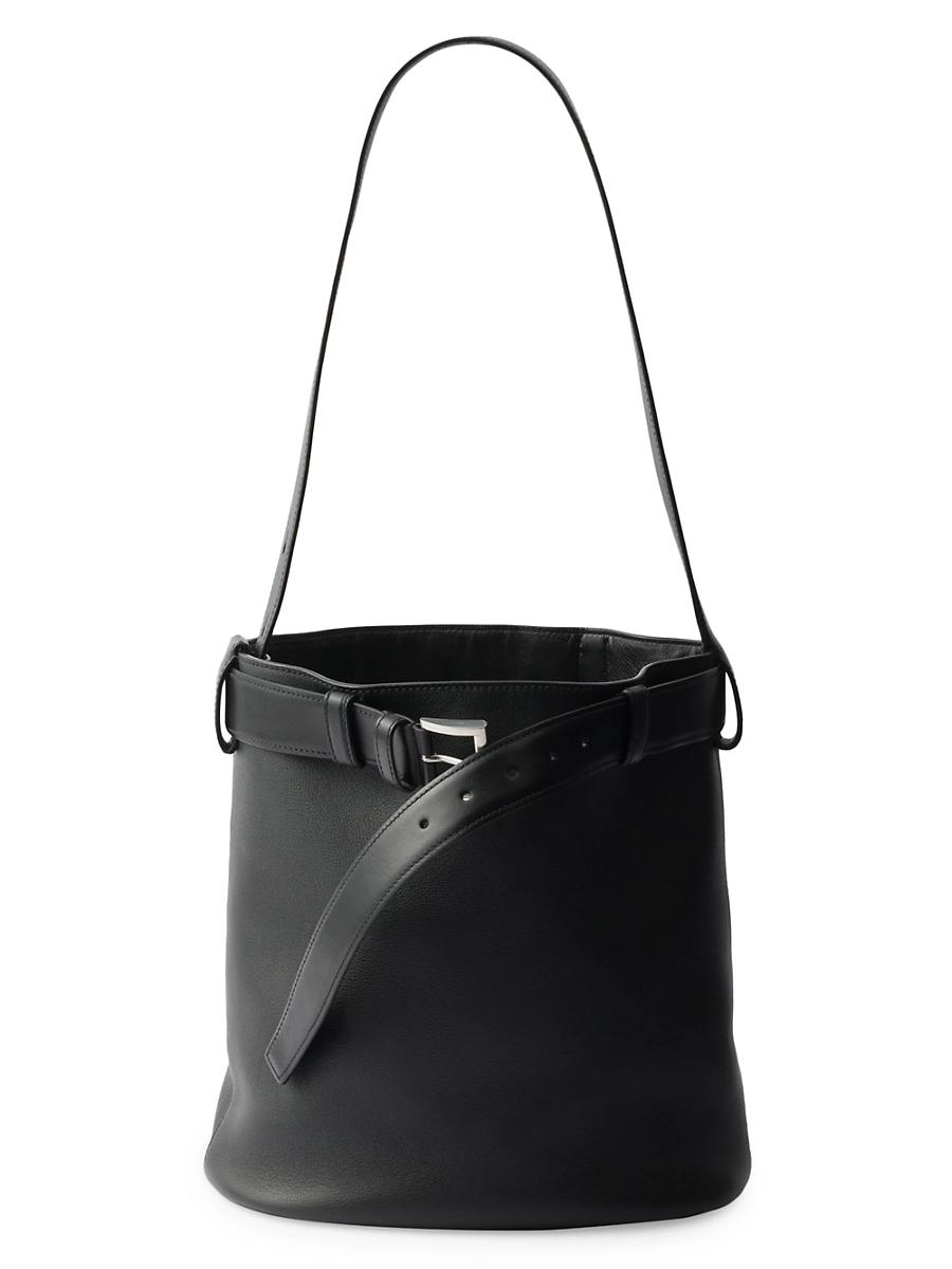 Womens Leather Bucket Bag with Belt Product Image