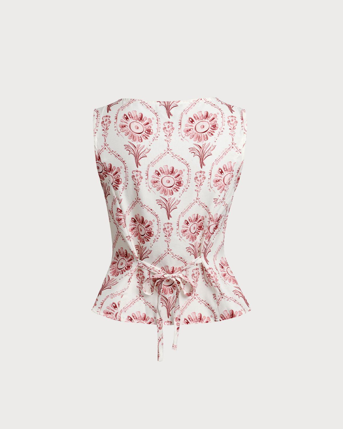 Pink Floral Round Neck Vest Product Image