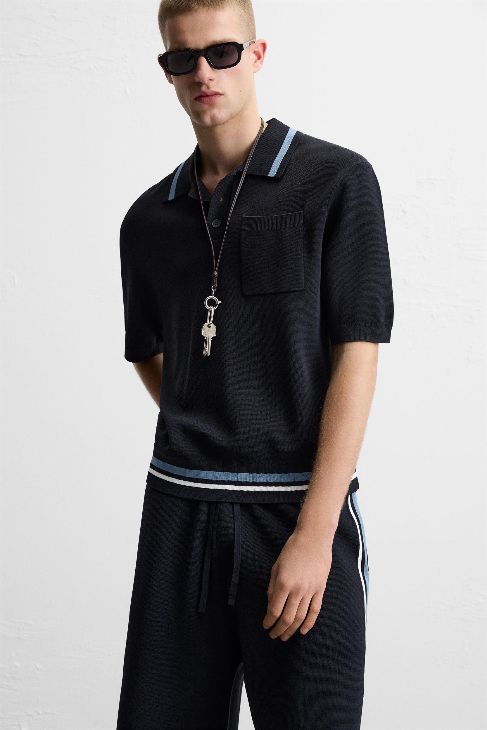 KNIT POLO SHIRT WITH POCKET Product Image