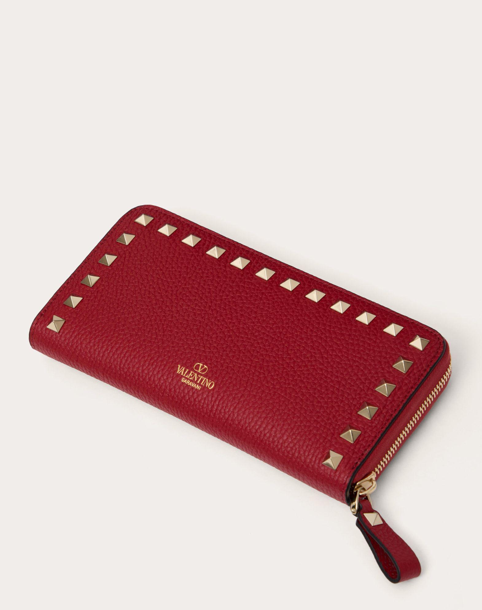 Rockstud Grainy Calfskin Zippered Wallet  Product Image