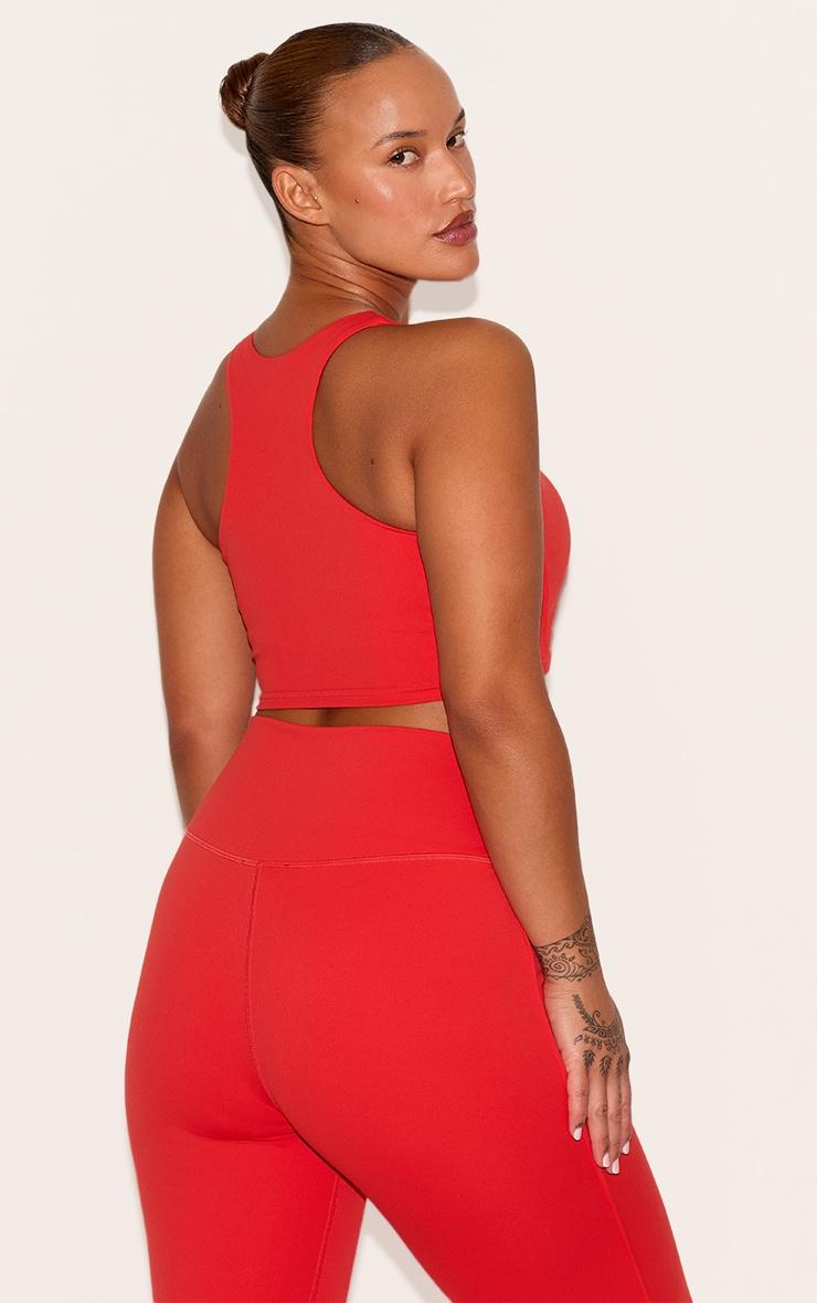  Red Sculpt Double Layer Padded Contrast Binding Sports Bra Product Image