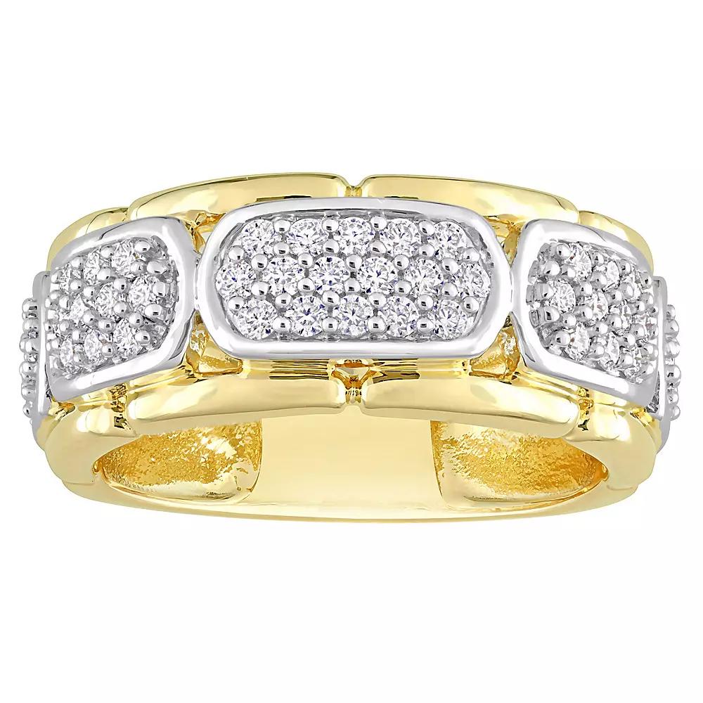 Stella Grace Men's Two Tone Sterling Silver Lab-Created Moissanite Station Ring, Size: 13 Product Image