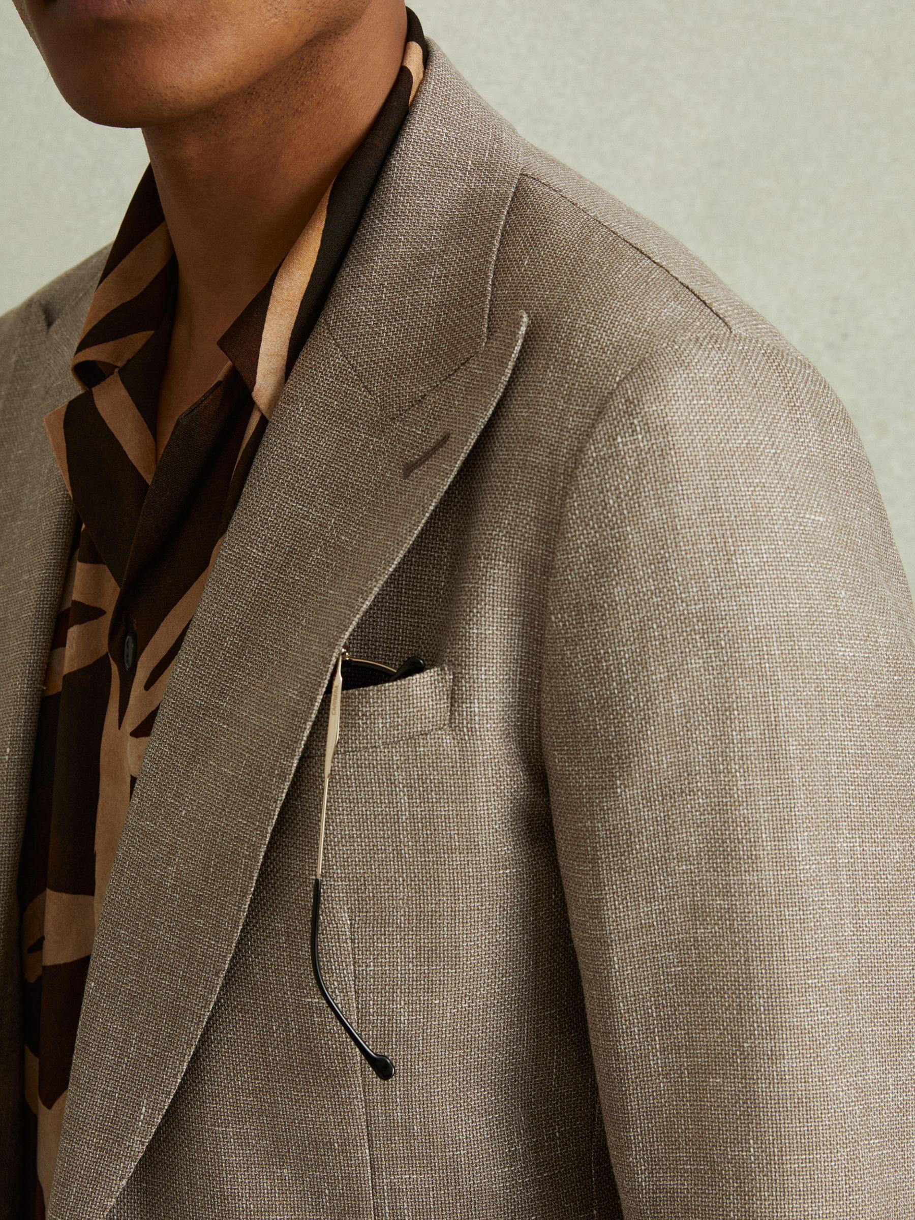 Clutch Mid Brown Wool Blend Textured Slub Single Breasted Blazer Product Image