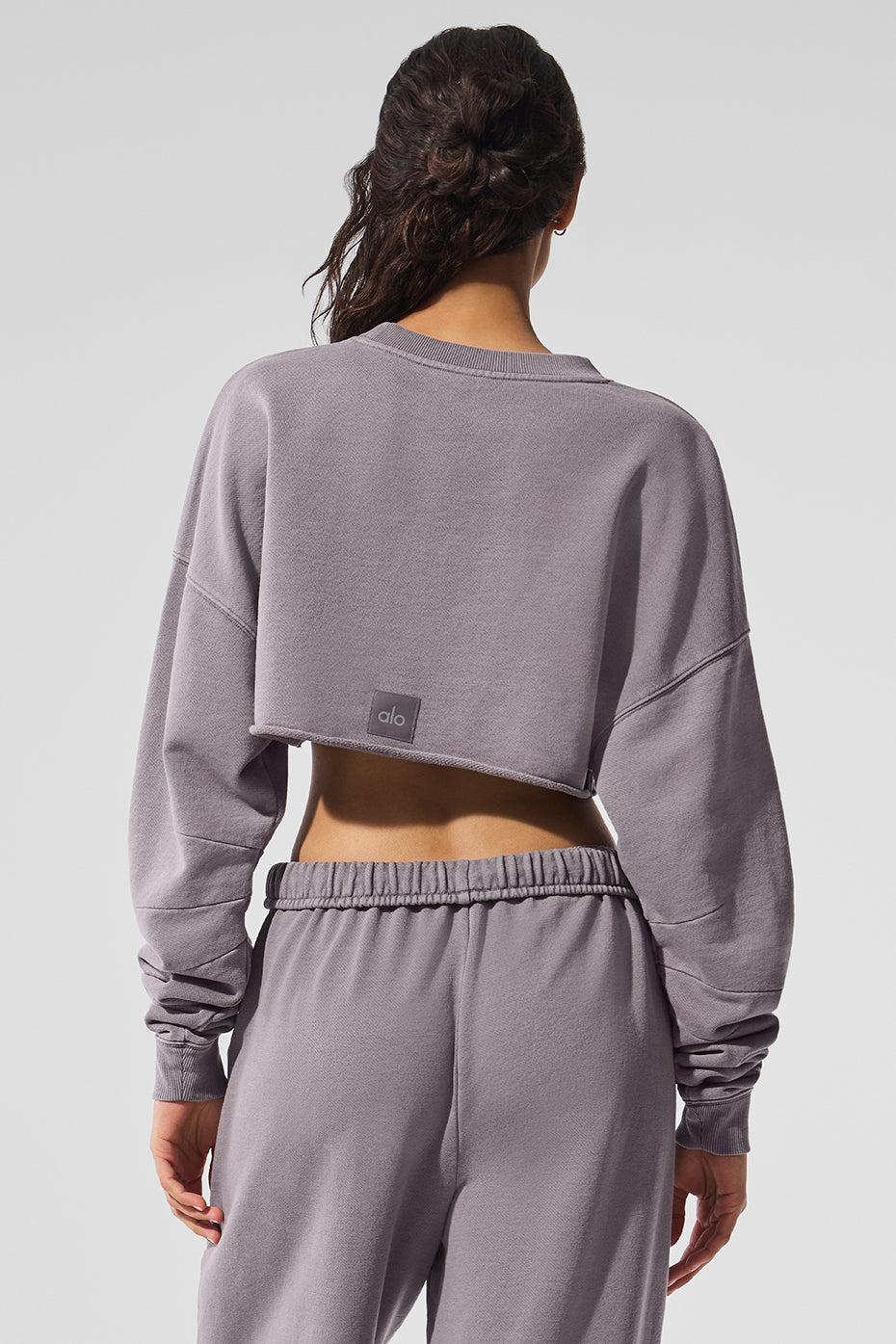 Washed Extreme Cropped Pullover - Cool Grey Wash Female Product Image
