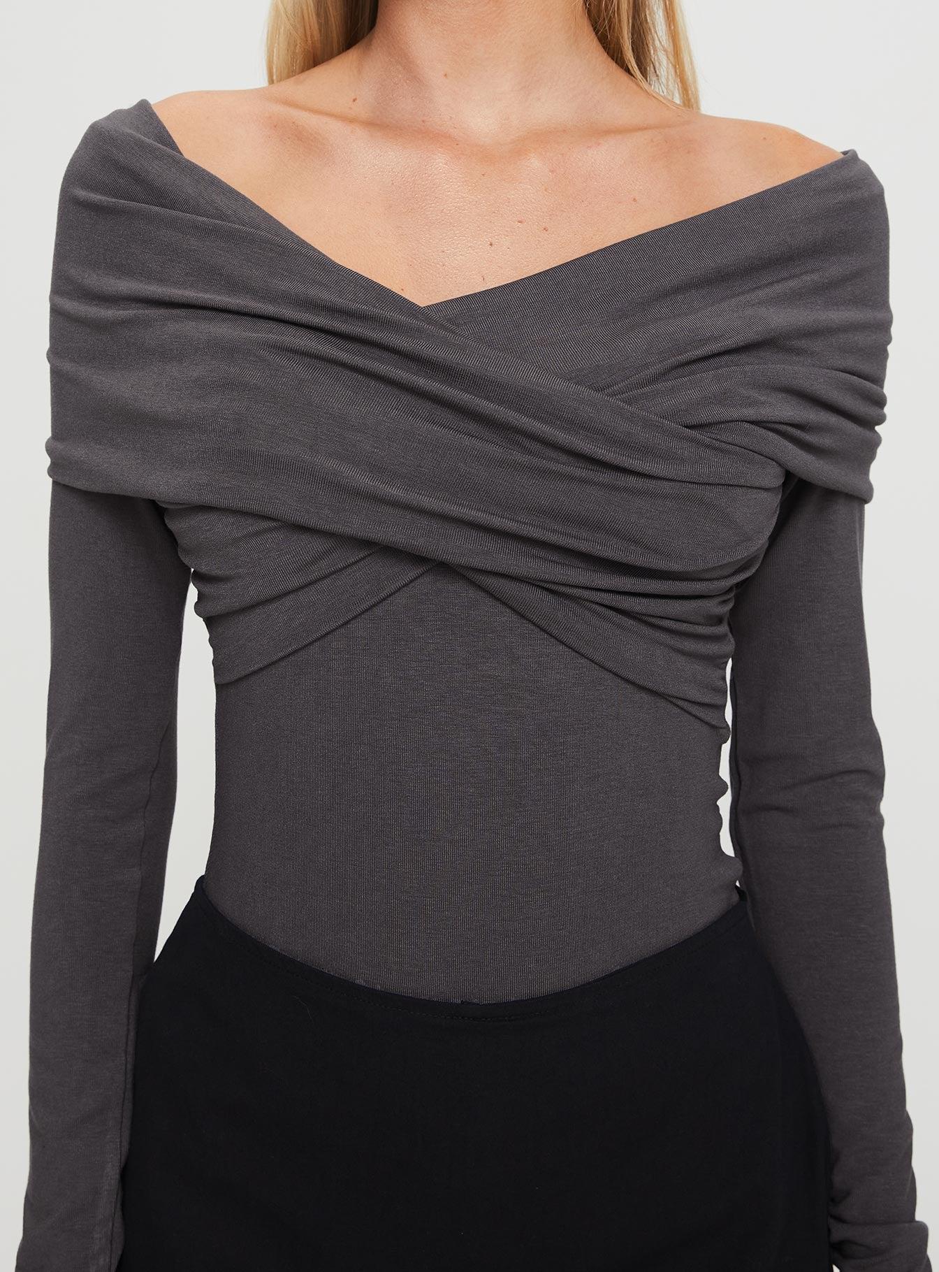 Sundlow Off Shoulder Bodysuit Slate Product Image