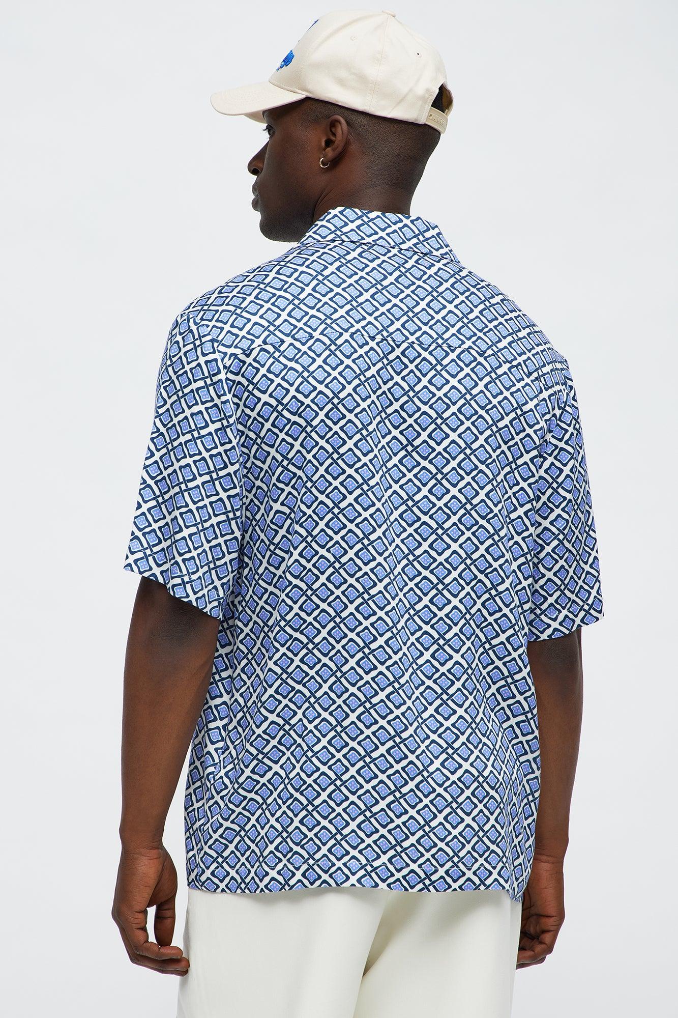 Small Squares Button Up Shirt - Blue/combo Product Image