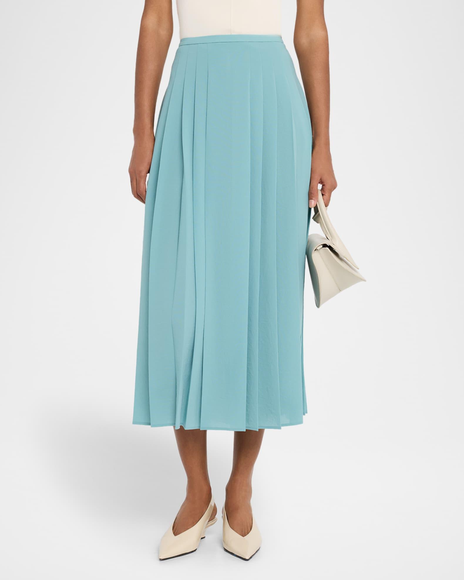 Crete Straight Pleated Midi Skirt Product Image