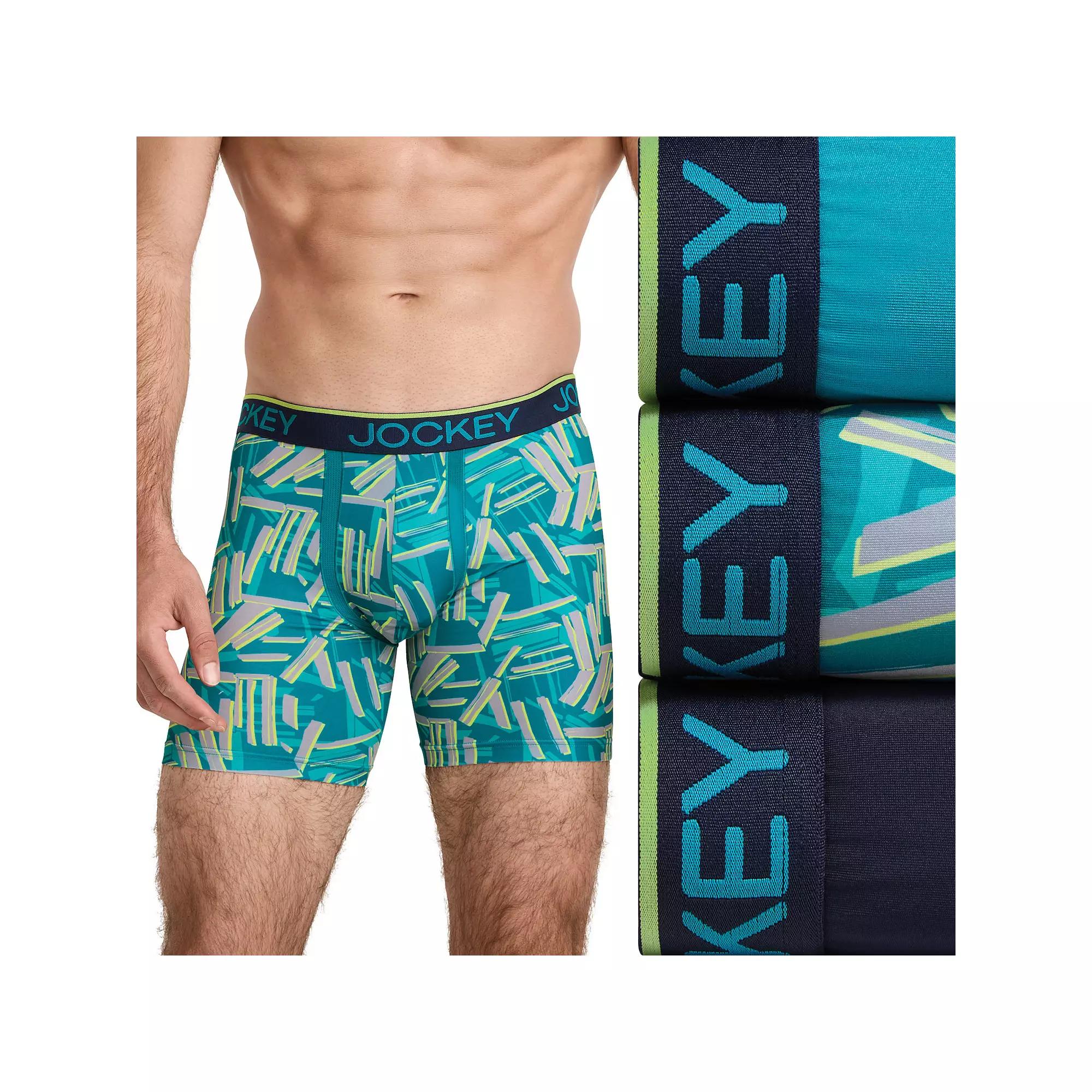 Men's Jockey 3-Pack Chafe Proof Pouch Microfiber 5" Boxer Briefs, Size: Large, Blue Team Product Image