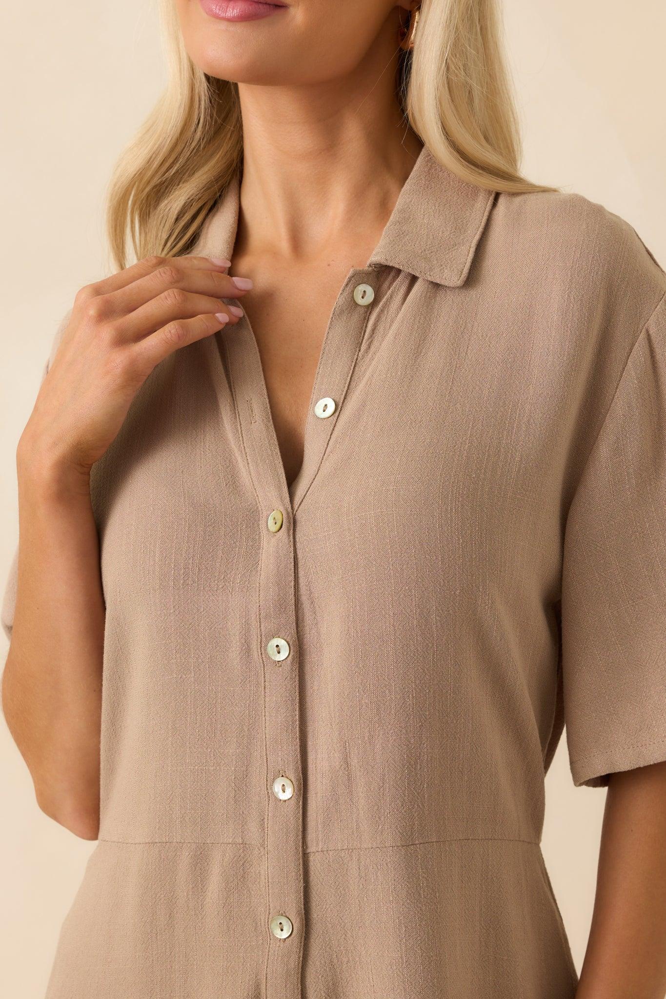 Z Supply Tan Marcell Button Up Romper Product Image