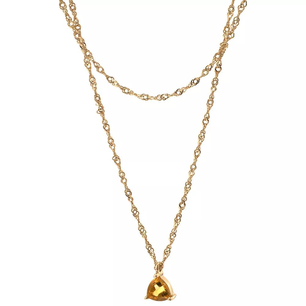 Gemistry 14k Gold Over Silver Citrine Double Layer Necklace, Women's, Size: 18", Gold Tone Product Image