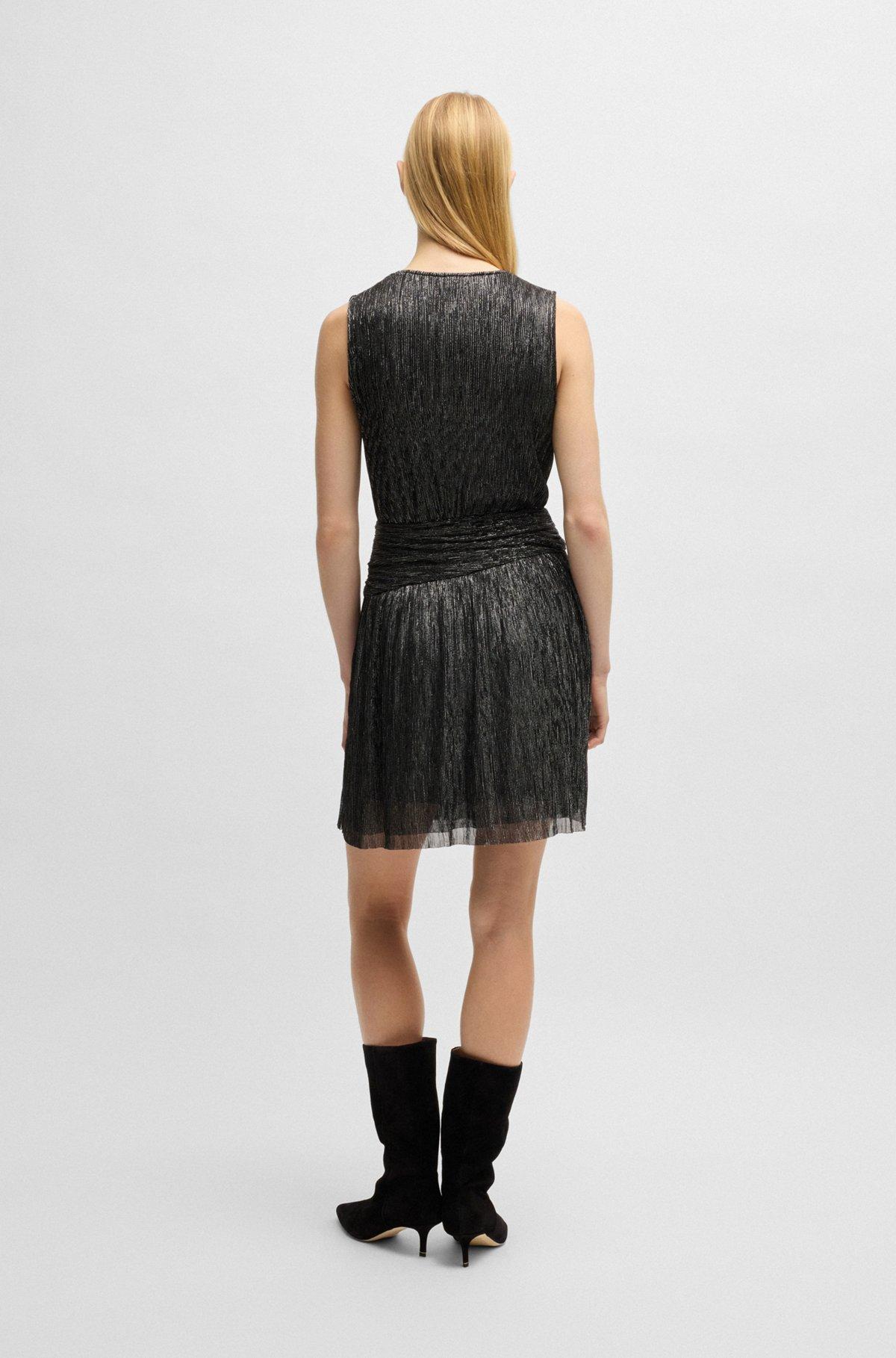 Plissé pleat wrap-front dress with ruffle hem Product Image