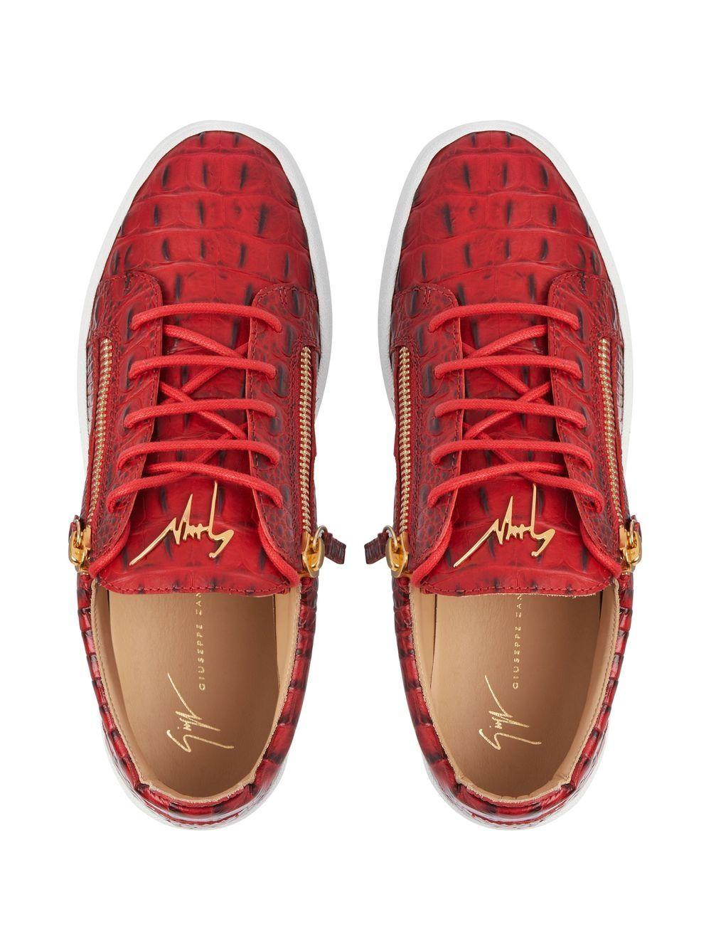 Frankie crocodile-embossed low-top sneakers Product Image