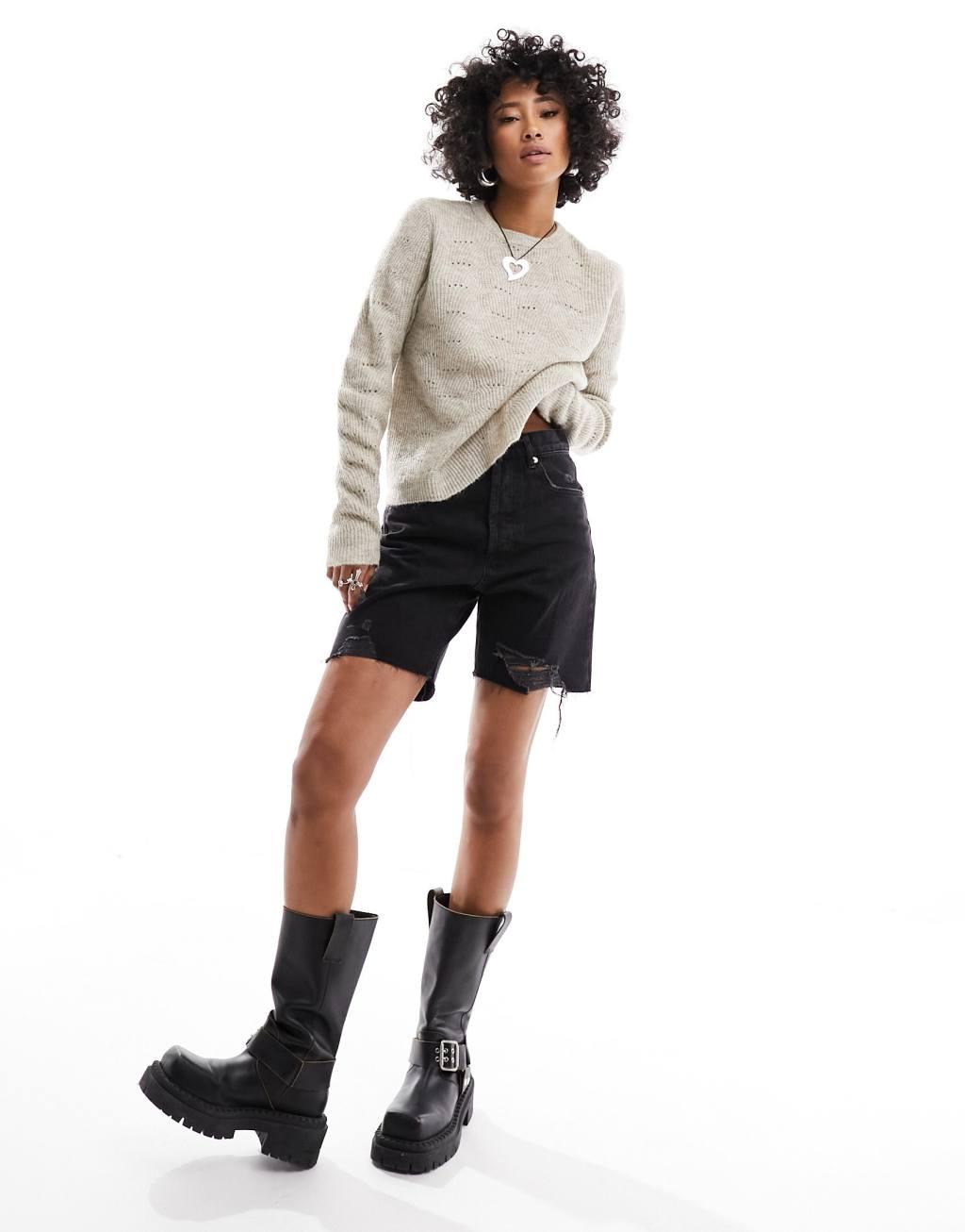 Only pointelle detail sweater Product Image