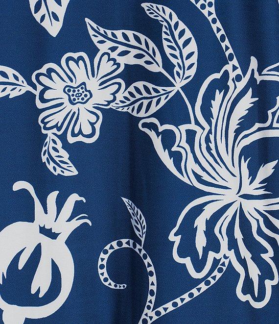 Ali Miles Plus Size Floral U-Shaped Neck Elbow Sleeve Tunic Product Image