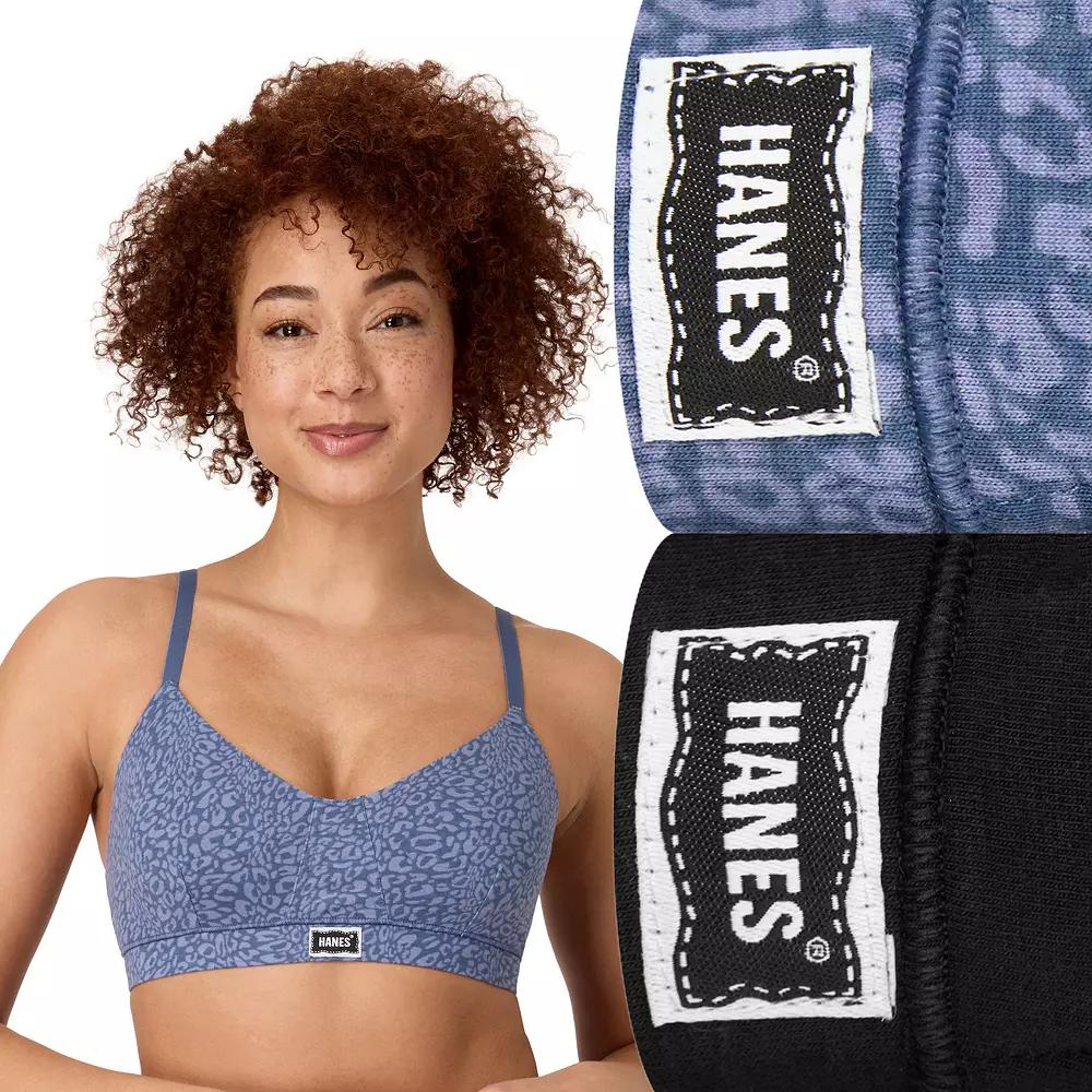 Hanes® Originals Ultimate 2-Pack Vintage Triangle Bralette Set DHO107, Women's,  Product Image