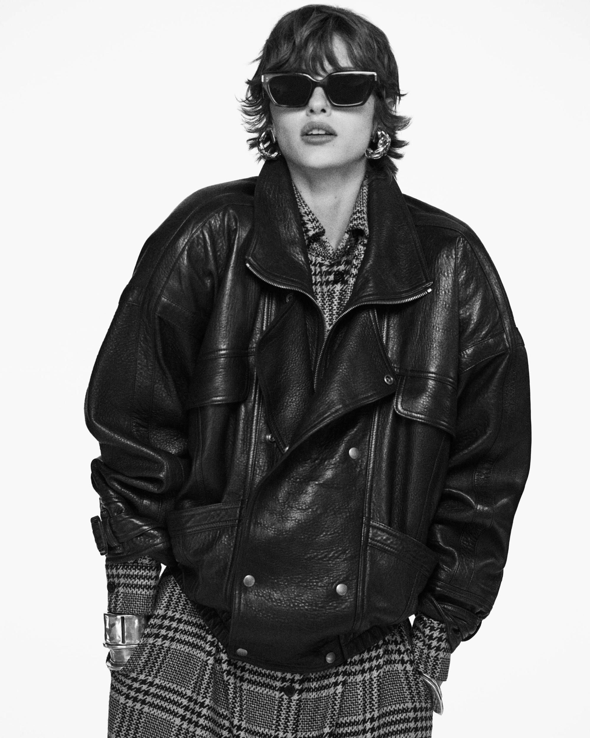 bomber jacket in bubbled lambskin Product Image