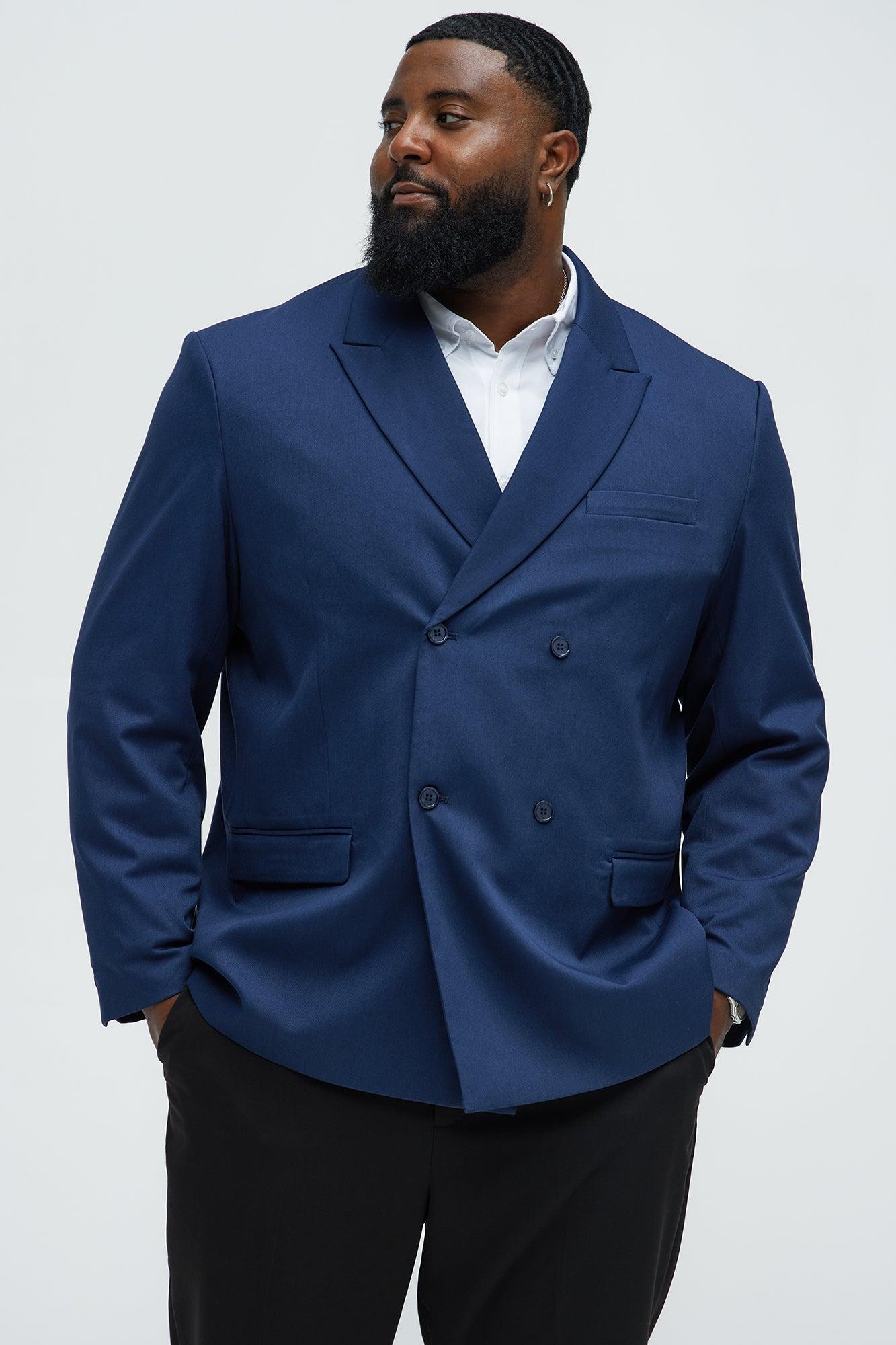 Gabardine Double Breasted Blazer - Navy Product Image
