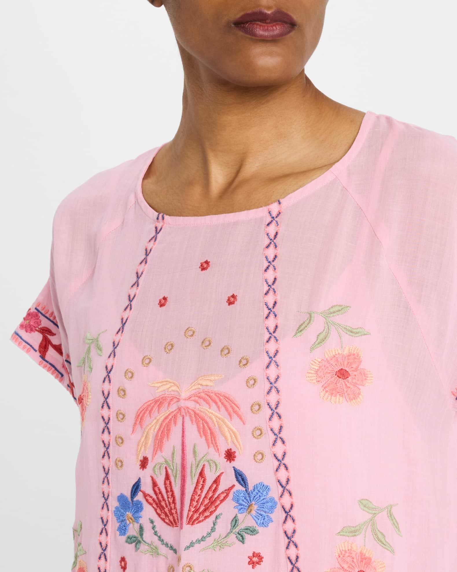 Floral-Embroidered Mini Shift Dress Product Image