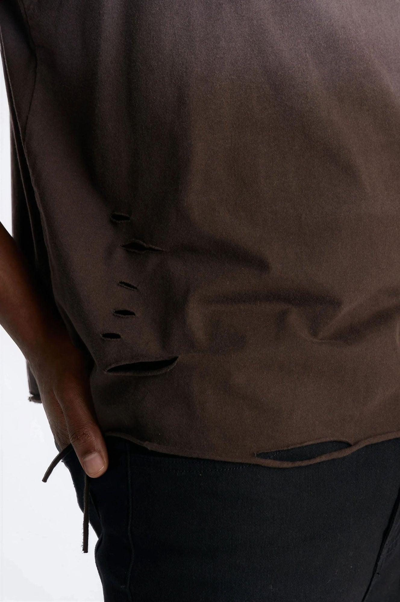 Washed Embellished Muscle Tee - Taupe Product Image