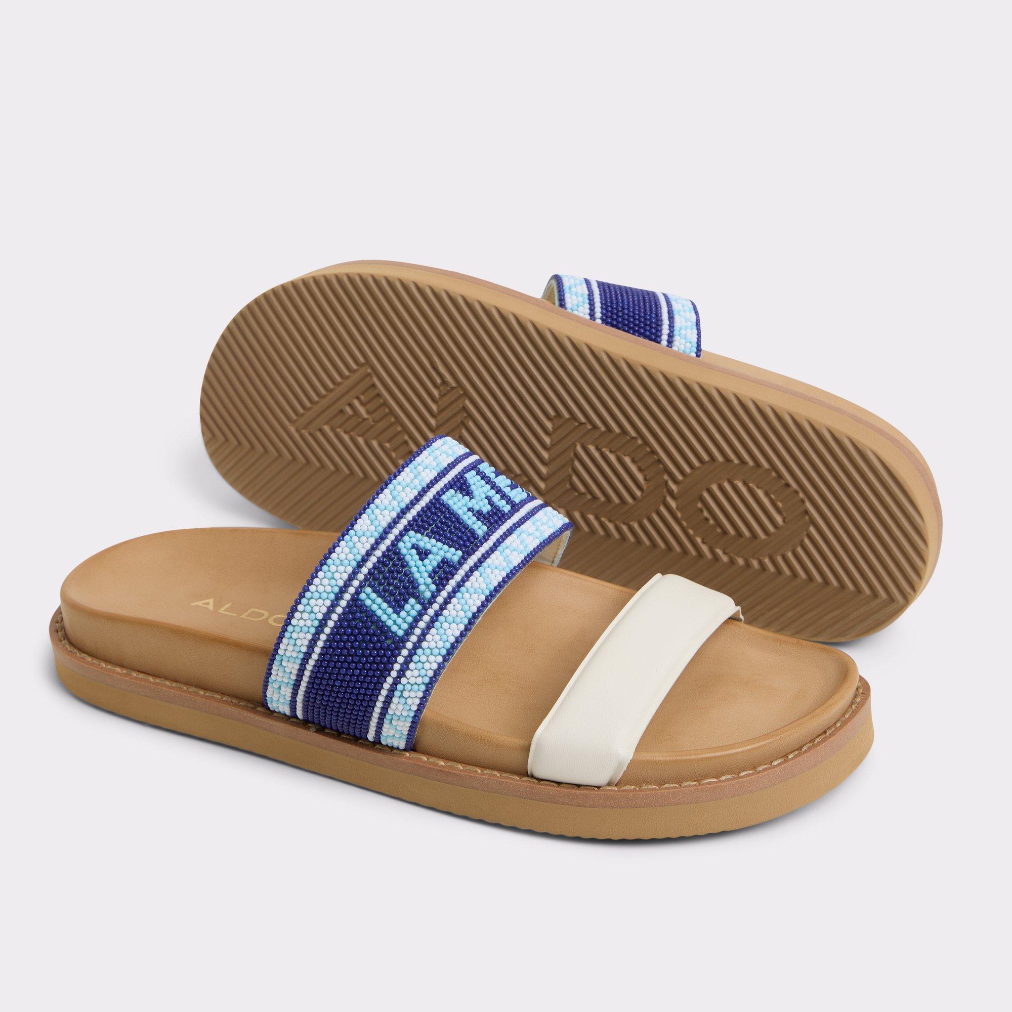 Beachvacay White/Blue Women's Footbed sandals | ALDO US Product Image