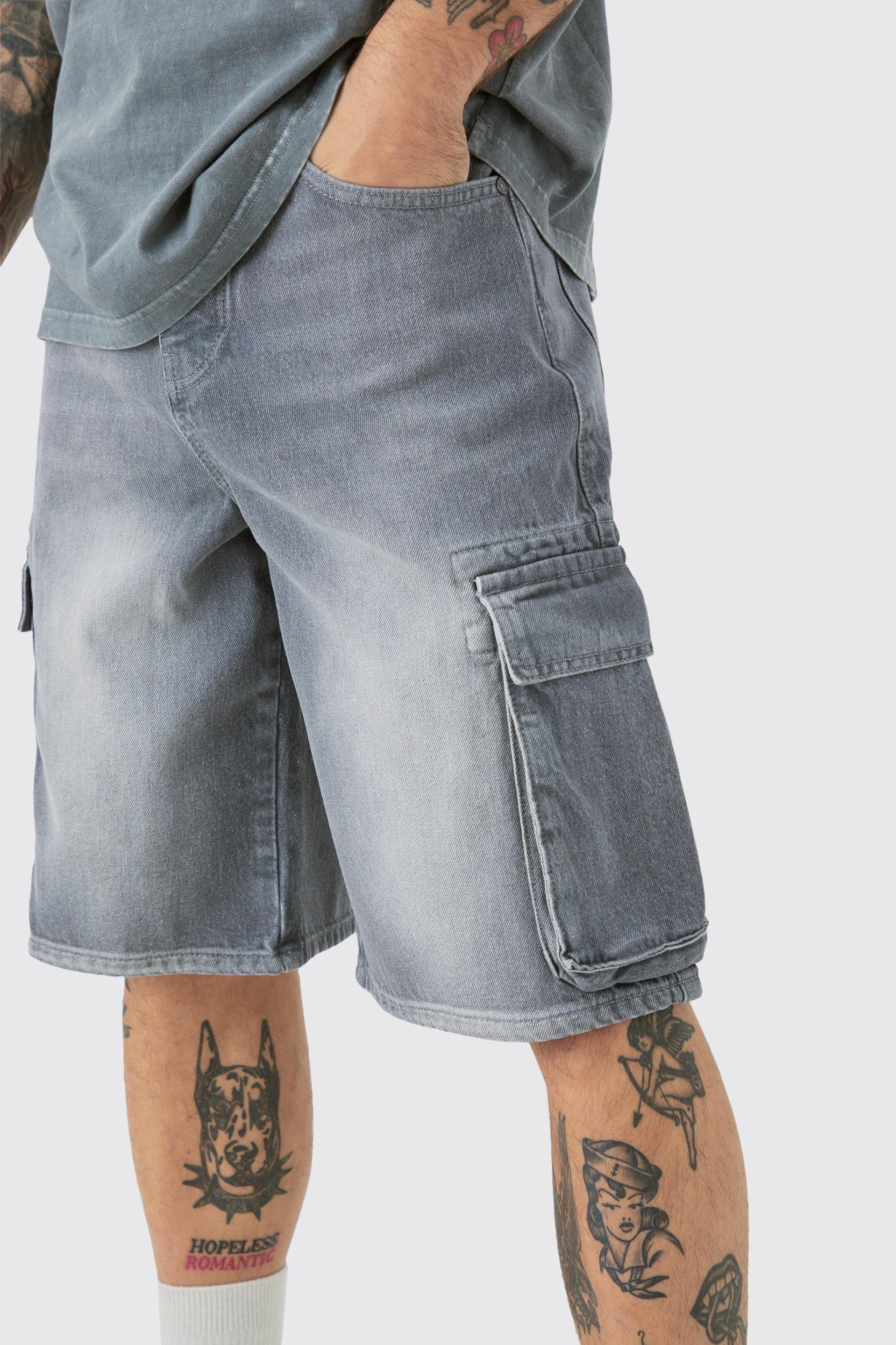 Regular Cargo Denim Jorts | boohooMAN USA Product Image