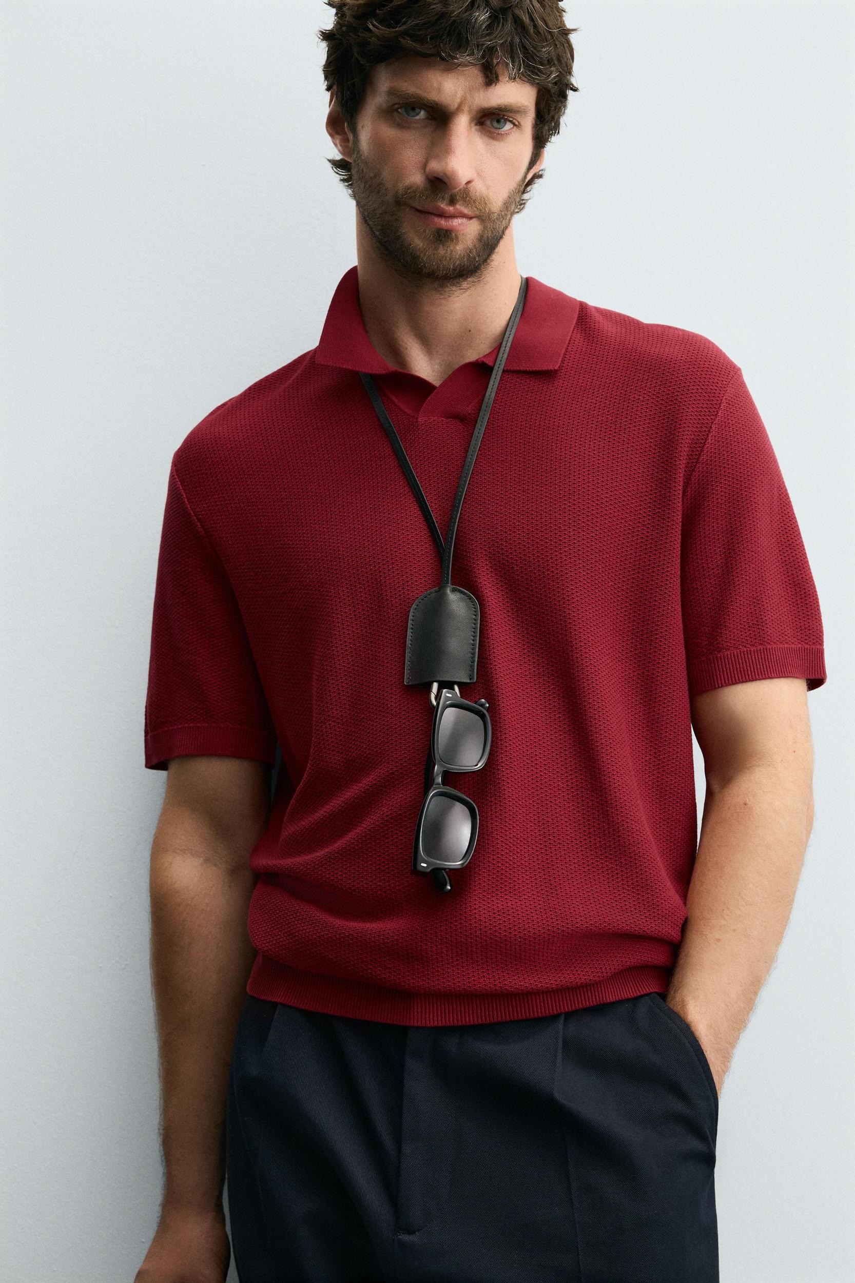TEXTURED KNIT POLO SHIRT Product Image