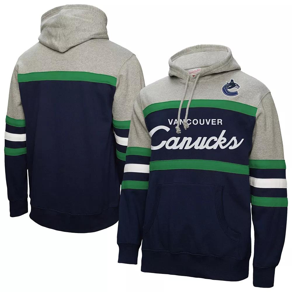 Men's Mitchell & Ness Navy/Gray Vancouver Canucks Head Coach Pullover Hoodie, Size: 3XL, Cnk Blue Product Image