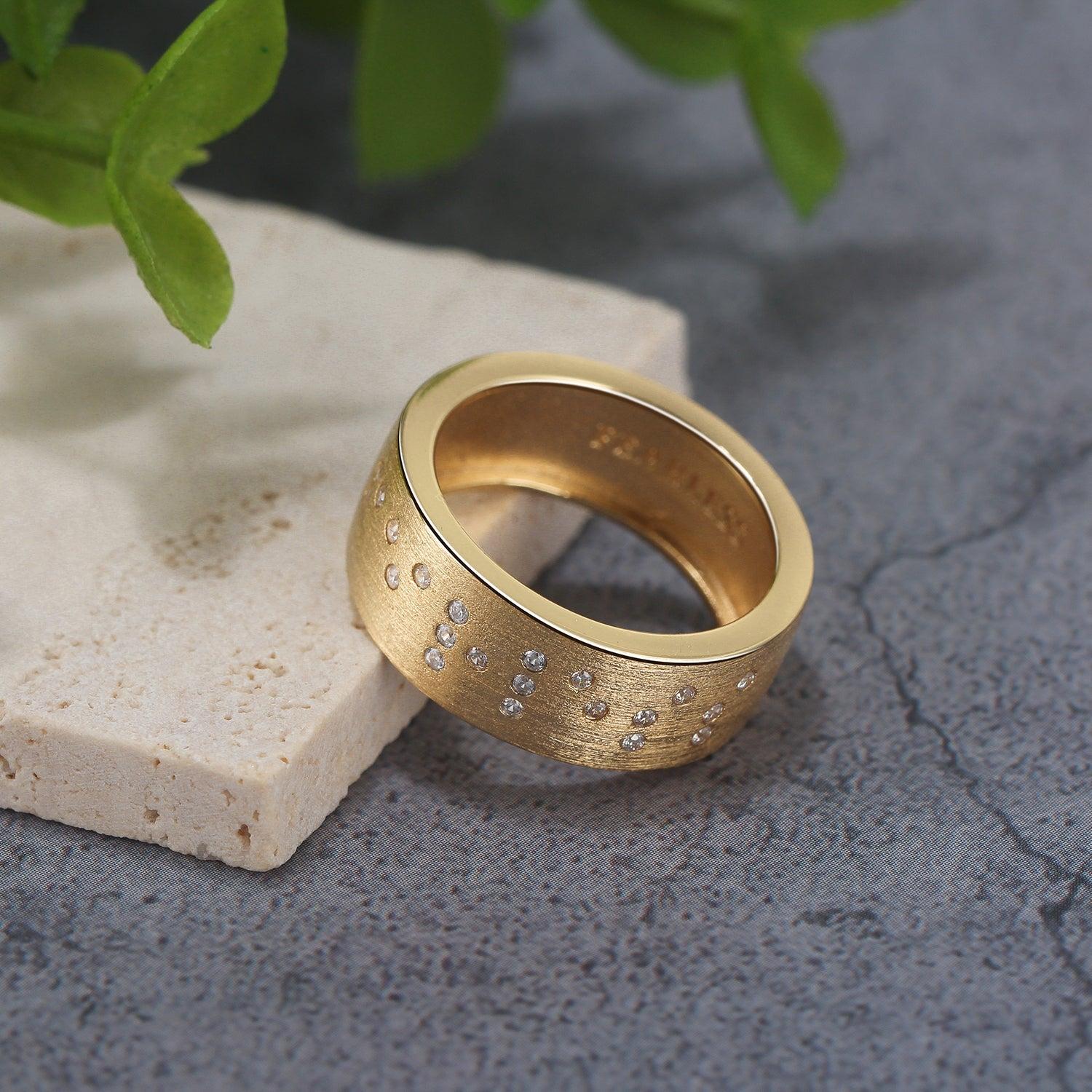 Touchstone Fearless Band Ring Brushed Gold Product Image
