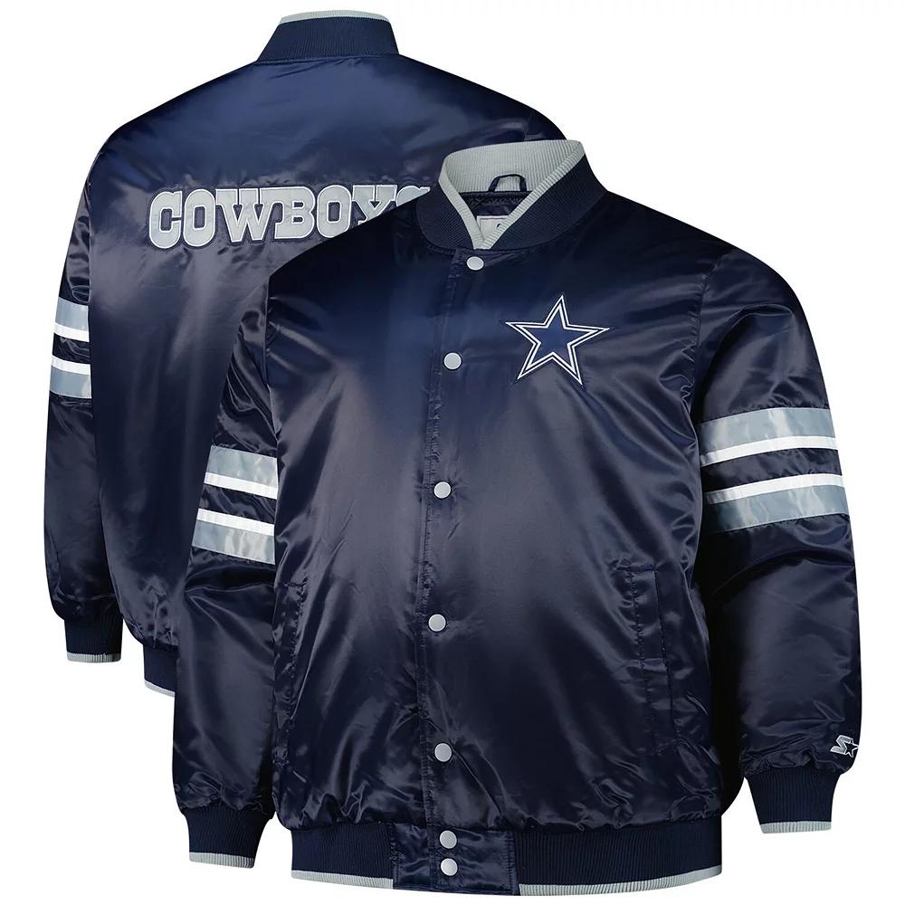 Men's Starter Navy Dallas Cowboys Scout I Full-Snap Varsity Jacket,  Product Image