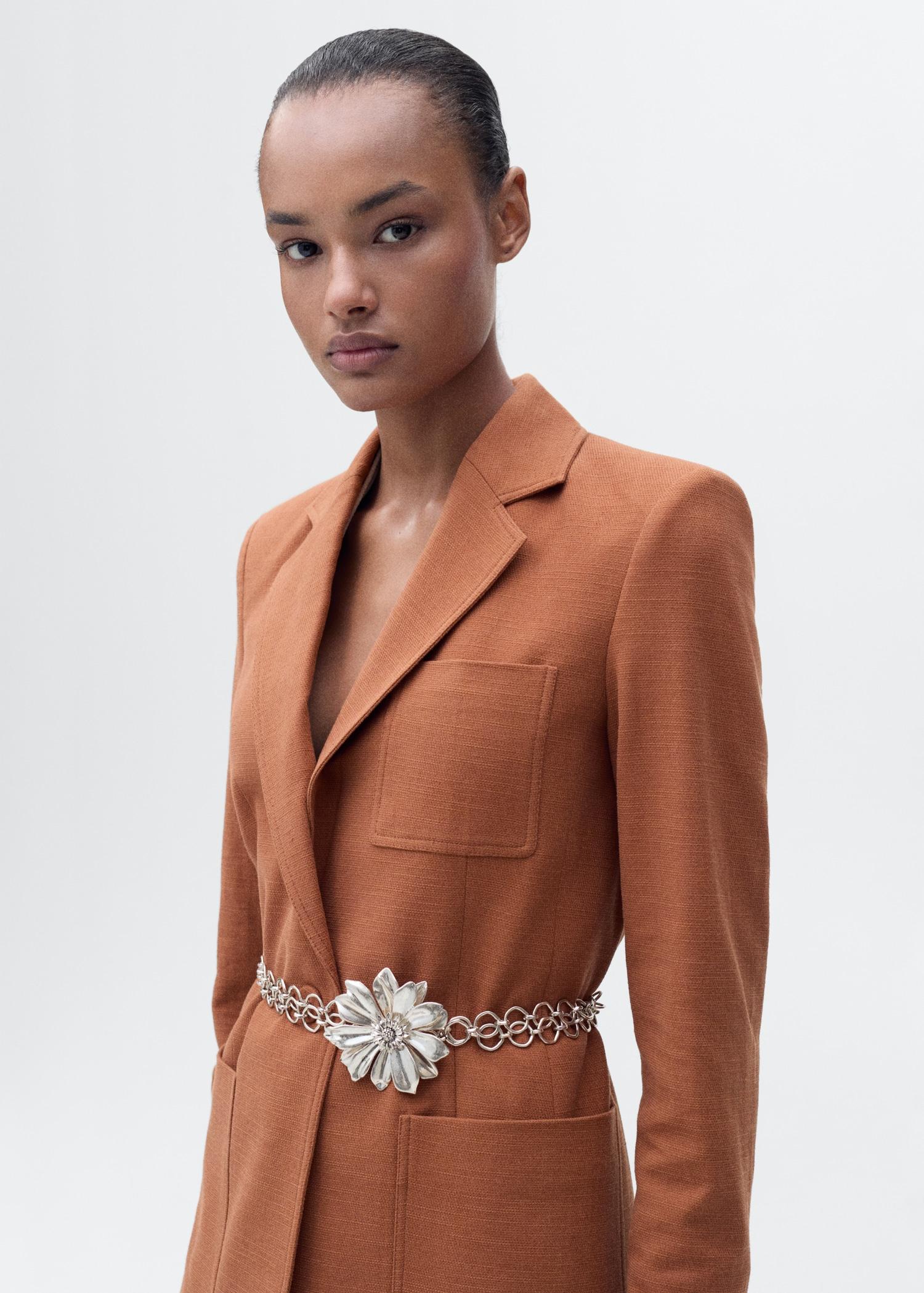 Cotton and linen-blend suit blazer - Women | MANGO USA Product Image