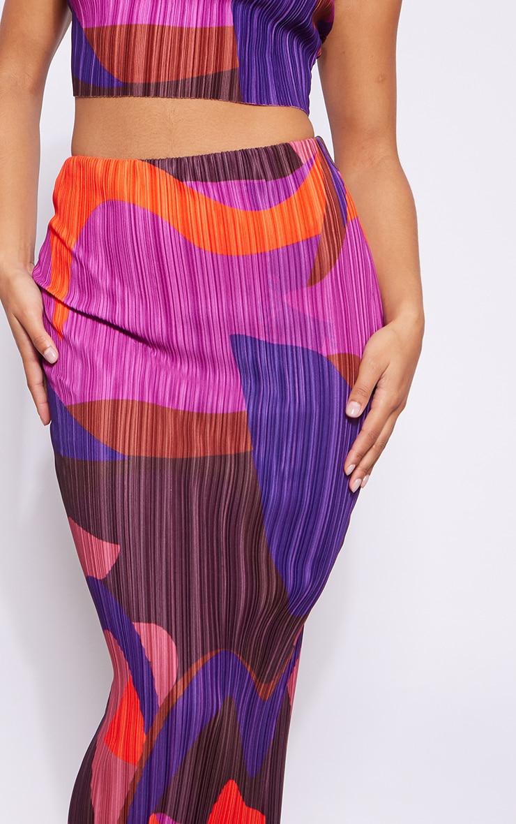 Pink Print Plisse Maxi Skirt Product Image