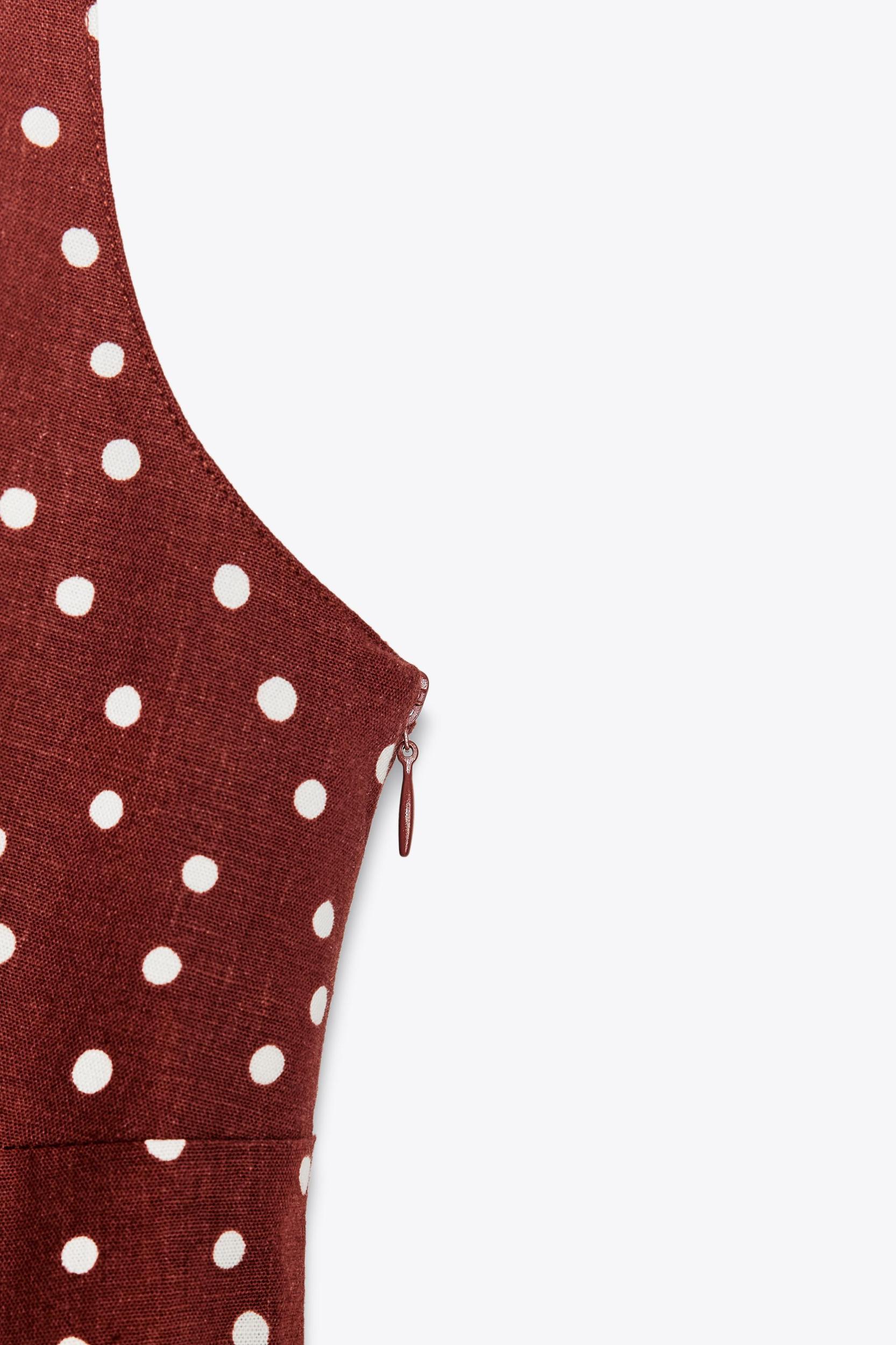 LINEN POLKA DOT MIDI DRESS Product Image