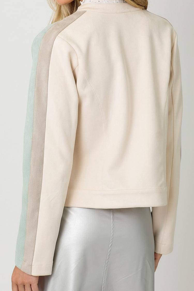 Color Blocked Moto Jacket Product Image