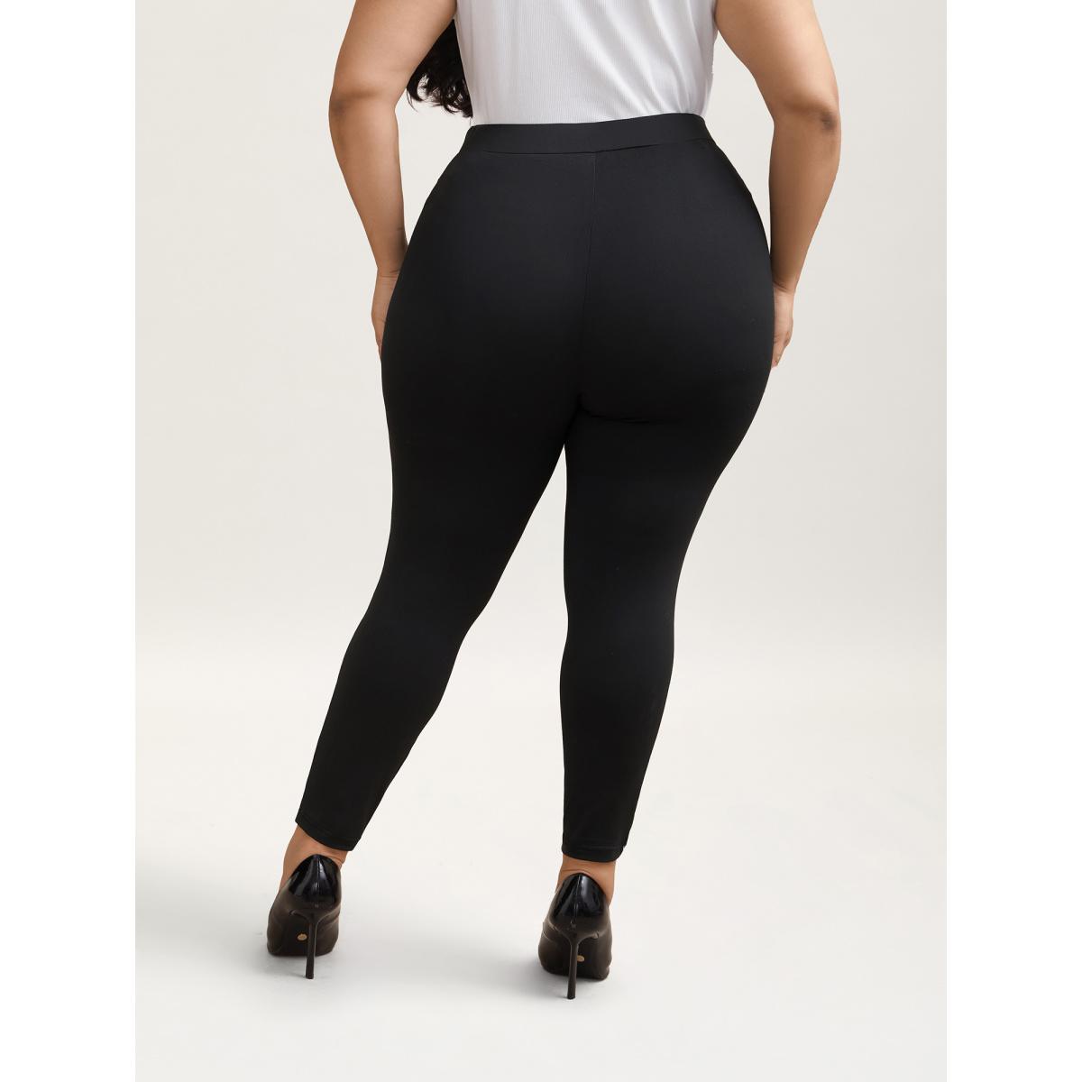 Plus Size Super Stretchy Butterfly Print Tight Pants Women Black Elegant High stretch Skinny Mid Rise Everyday Leggings BloomChic 22-24/3X Product Image